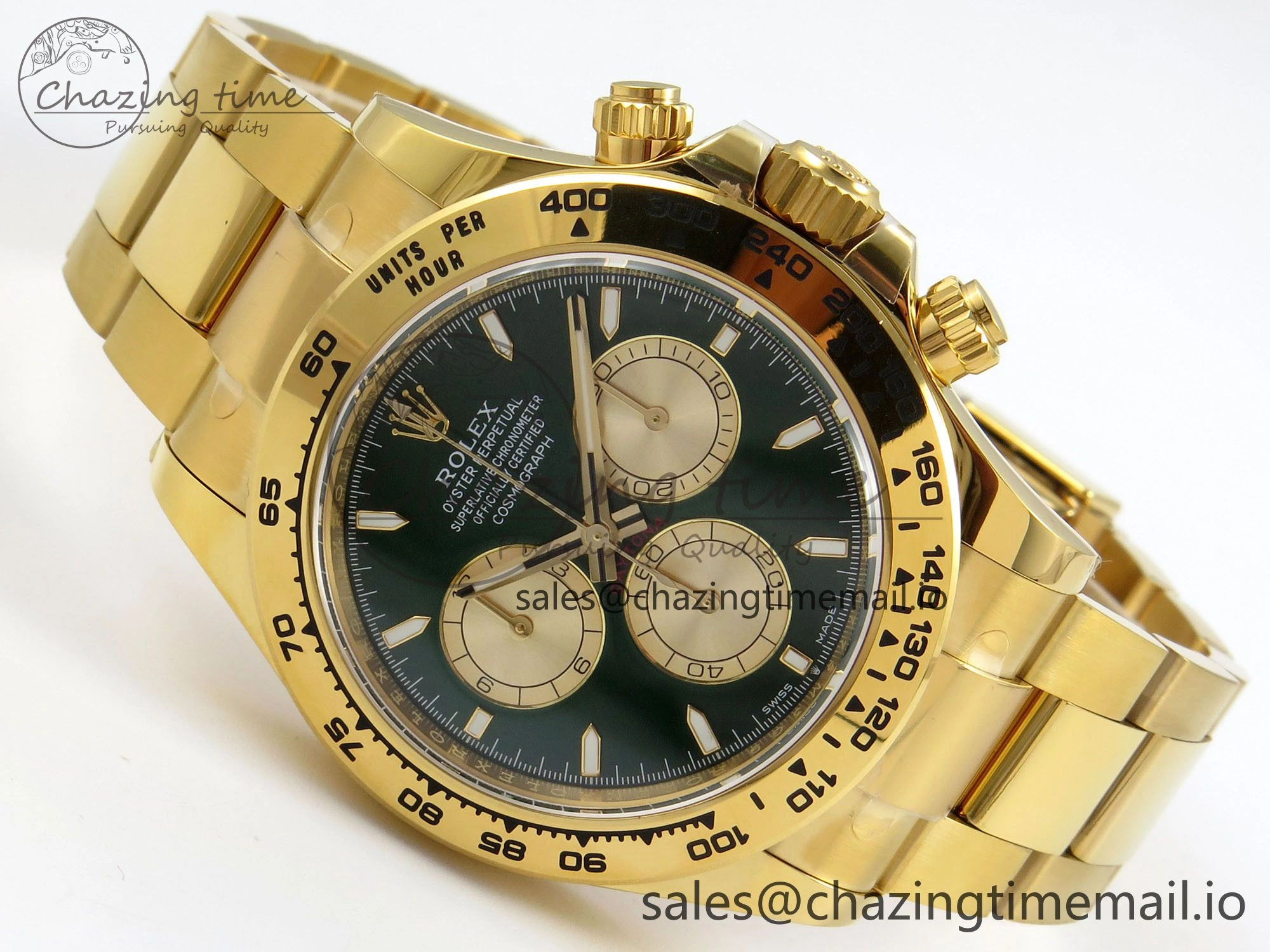 Daytona 126508 YG APSF 1:1 Best Edition Green Dial Stick Markers On 904L YG Bracelet SH4131