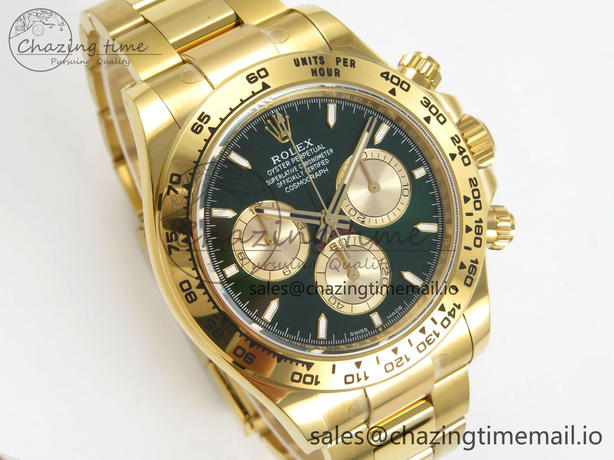 Daytona 126508 YG APSF 1:1 Best Edition Green Dial Stick Markers On 904L YG Bracelet SH4131