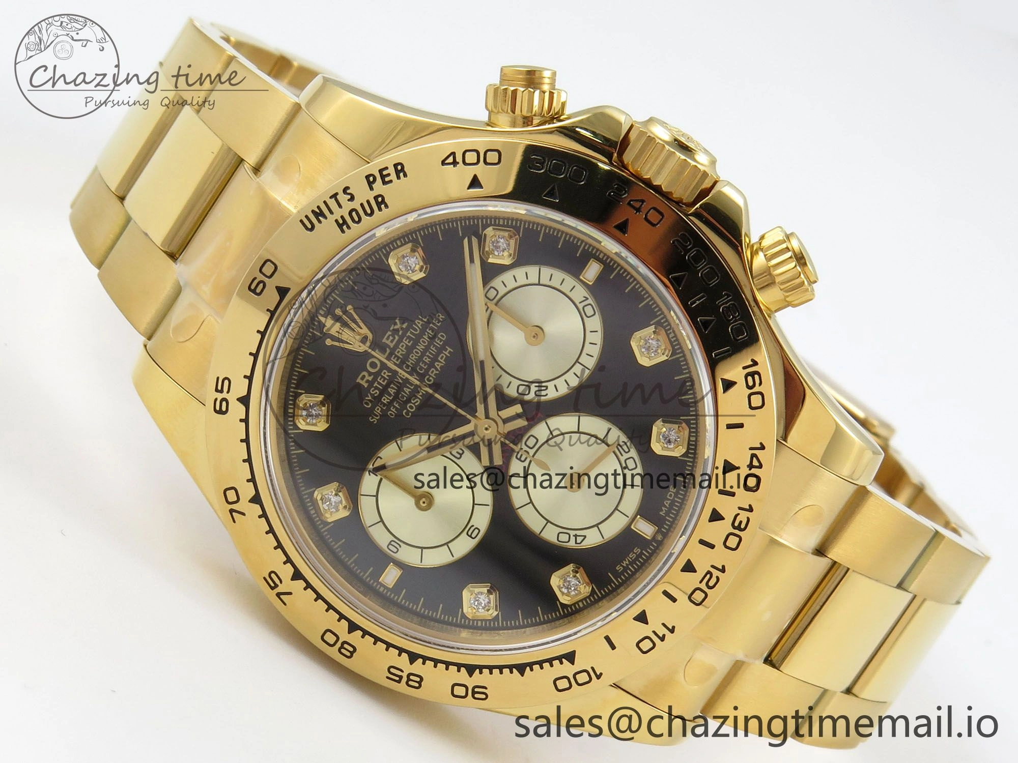 Daytona 126508 YG Clean 1:1 Best Edition Black YG Diamonds Dial on YG Bracelet Super Clone DD4131