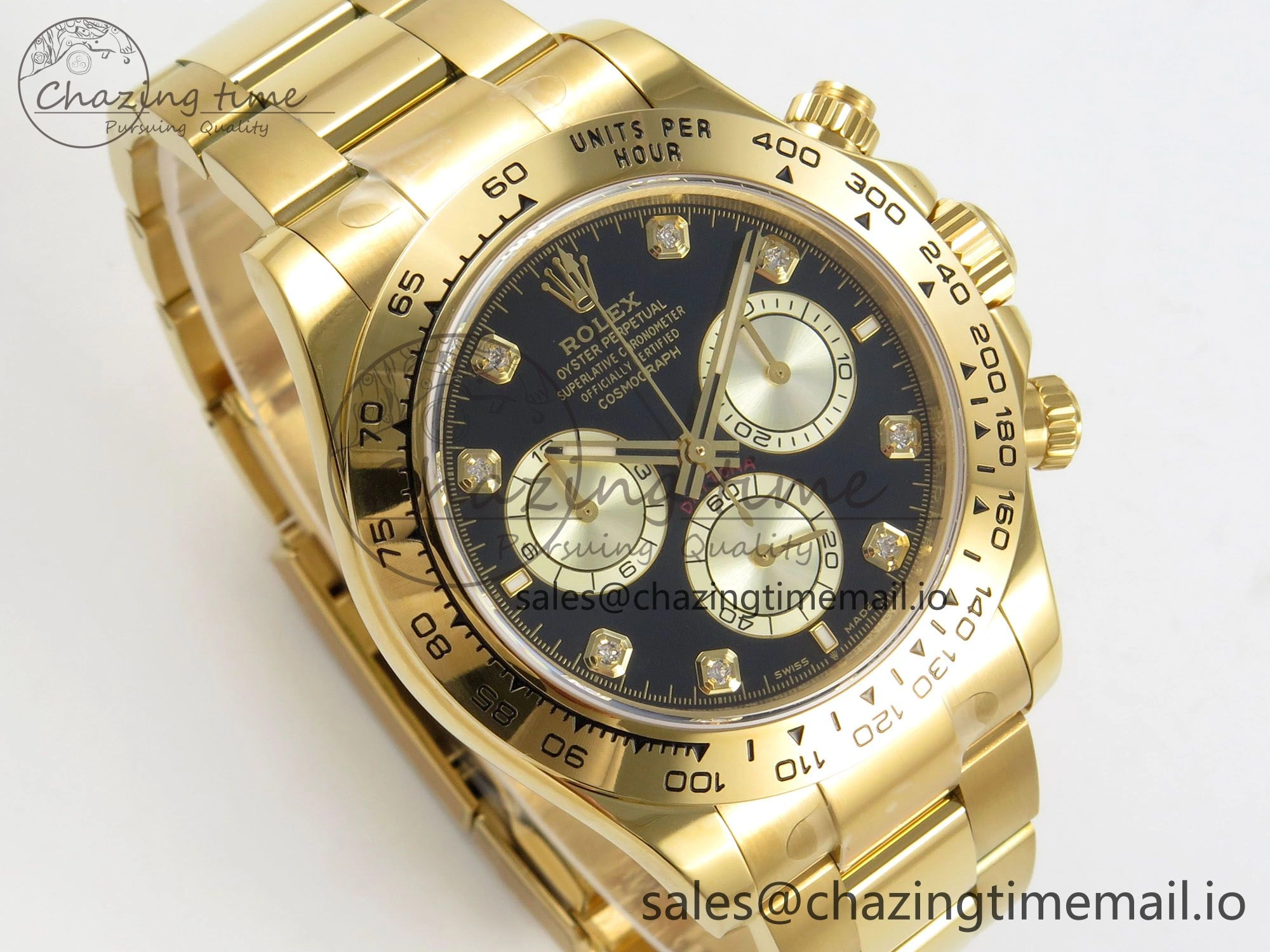 Daytona 126508 YG Clean 1:1 Best Edition Black YG Diamonds Dial on YG Bracelet Super Clone DD4131