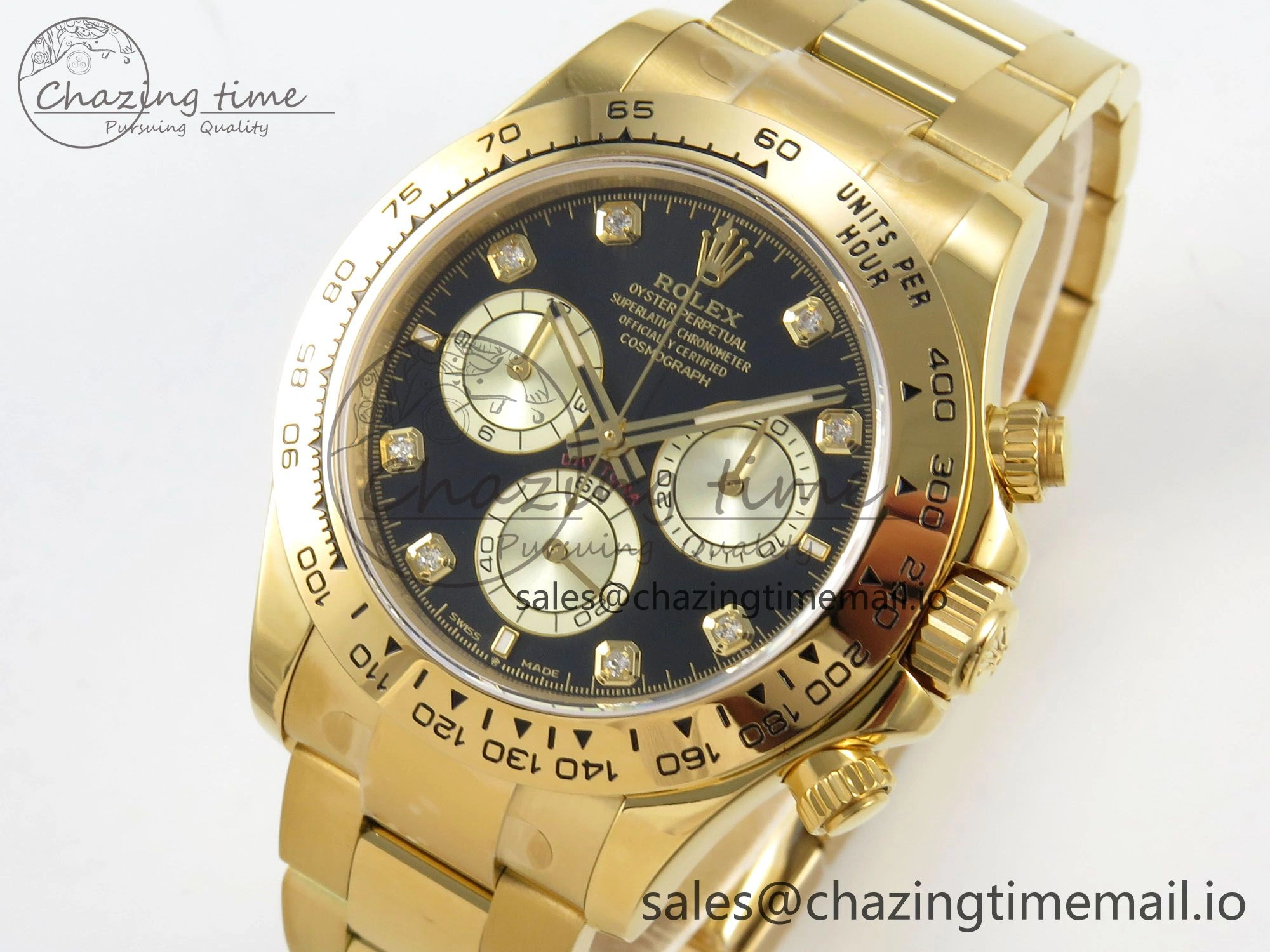 Daytona 126508 YG Clean 1:1 Best Edition Black YG Diamonds Dial on YG Bracelet Super Clone DD4131