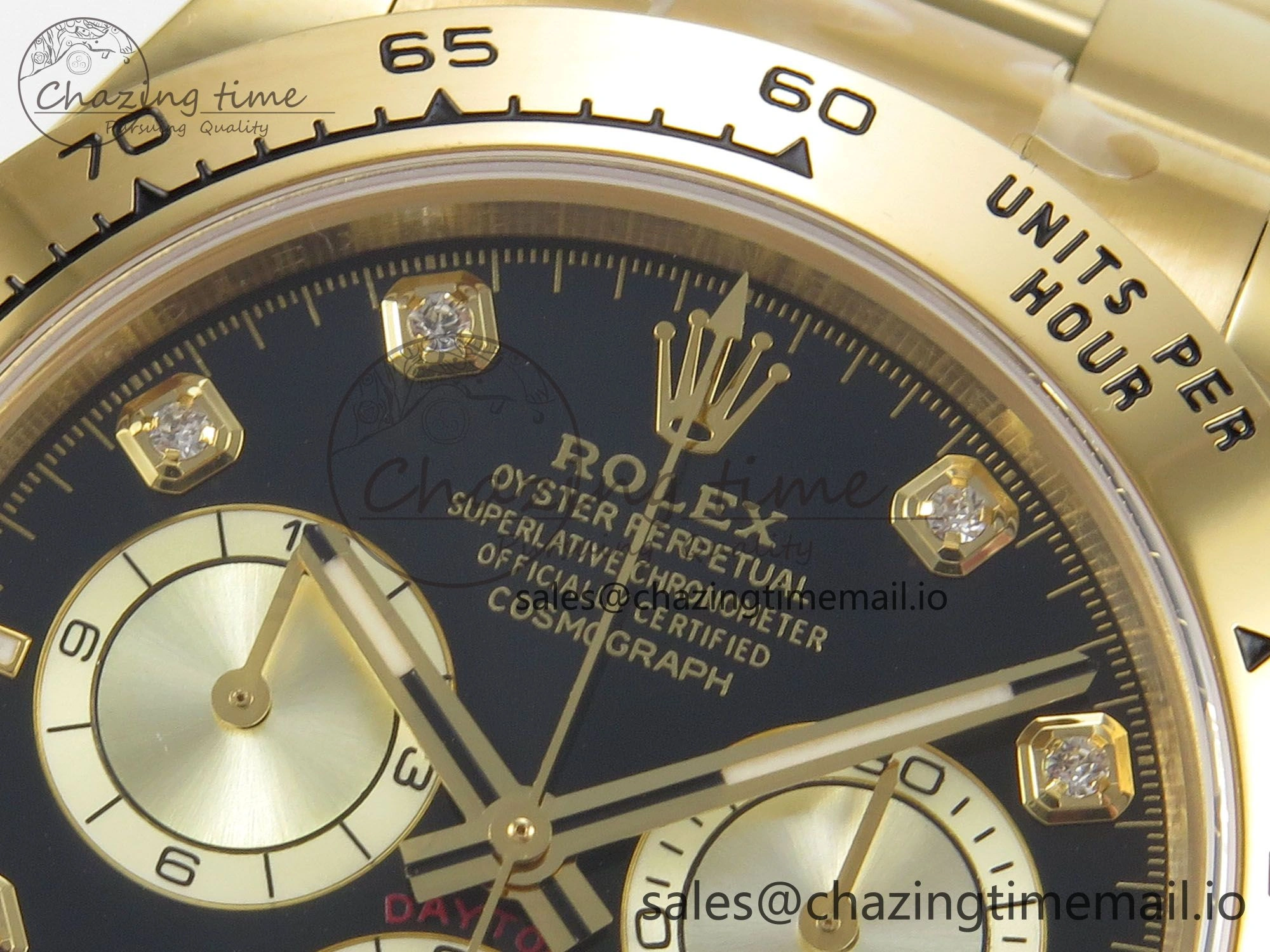 Daytona 126508 YG Clean 1:1 Best Edition Black YG Diamonds Dial on YG Bracelet Super Clone DD4131