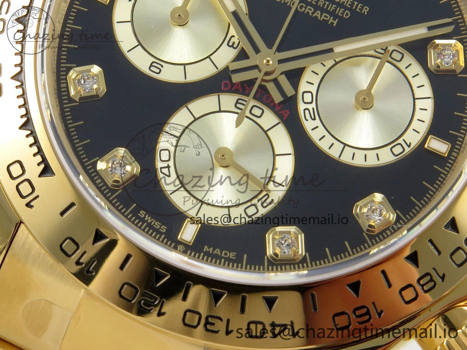 Daytona 126508 YG Clean 1:1 Best Edition Black YG Diamonds Dial on YG Bracelet Super Clone DD4131