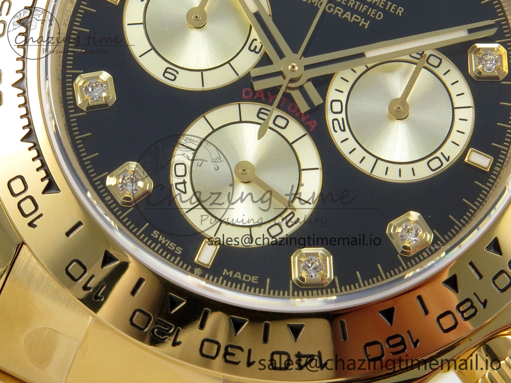 Daytona 126508 YG Clean 1:1 Best Edition Black YG Diamonds Dial on YG Bracelet Super Clone DD4131