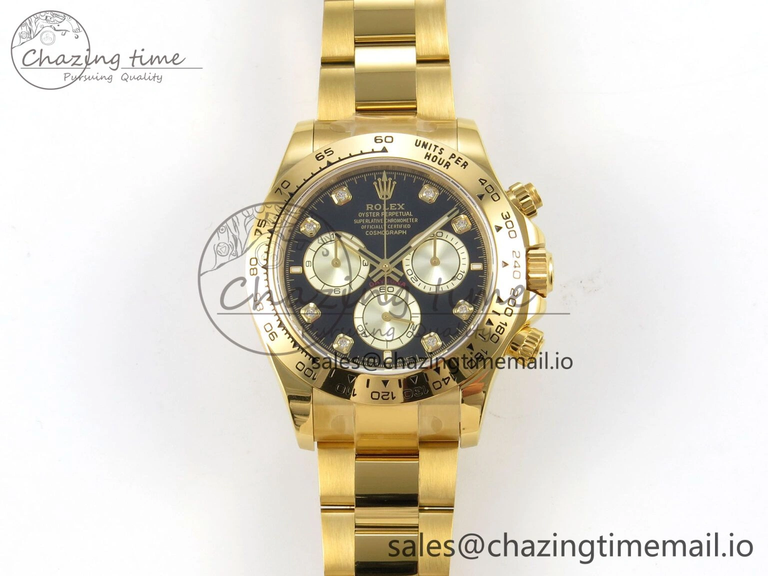 Daytona 126508 YG Clean 1:1 Best Edition Black YG Diamonds Dial on YG Bracelet Super Clone DD4131