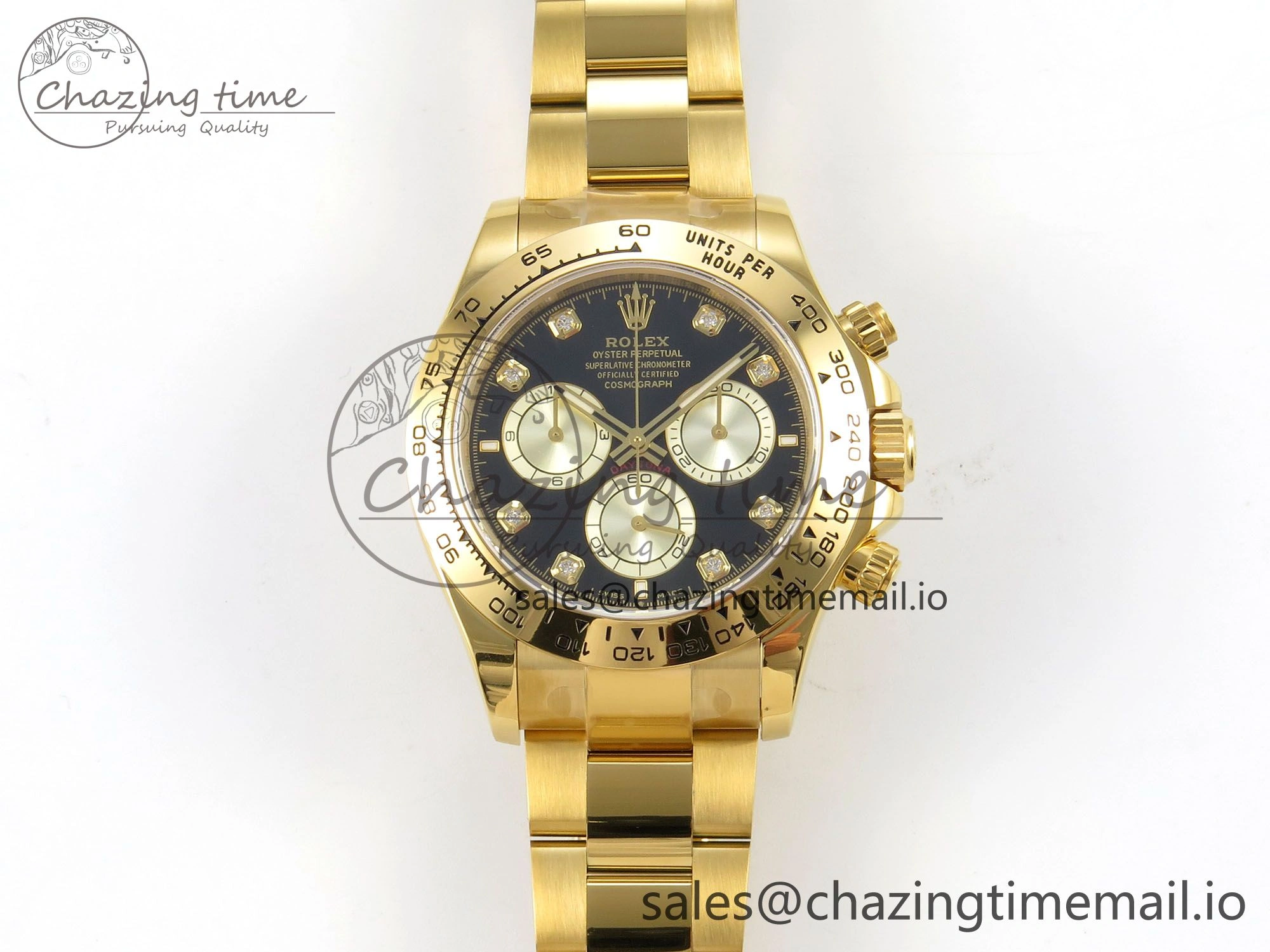 Daytona 126508 YG Clean 1:1 Best Edition Black YG Diamonds Dial on YG Bracelet Super Clone DD4131