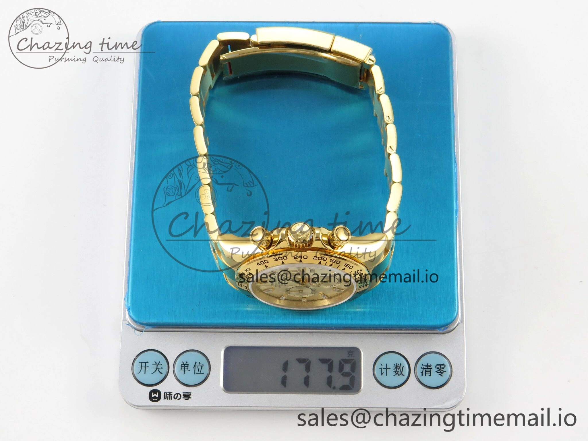 Daytona 126508 YG QF 1:1 Best Edition YG Dial Crystal Markers On YG Bracelet SH4131 V6 (Gain Weight)