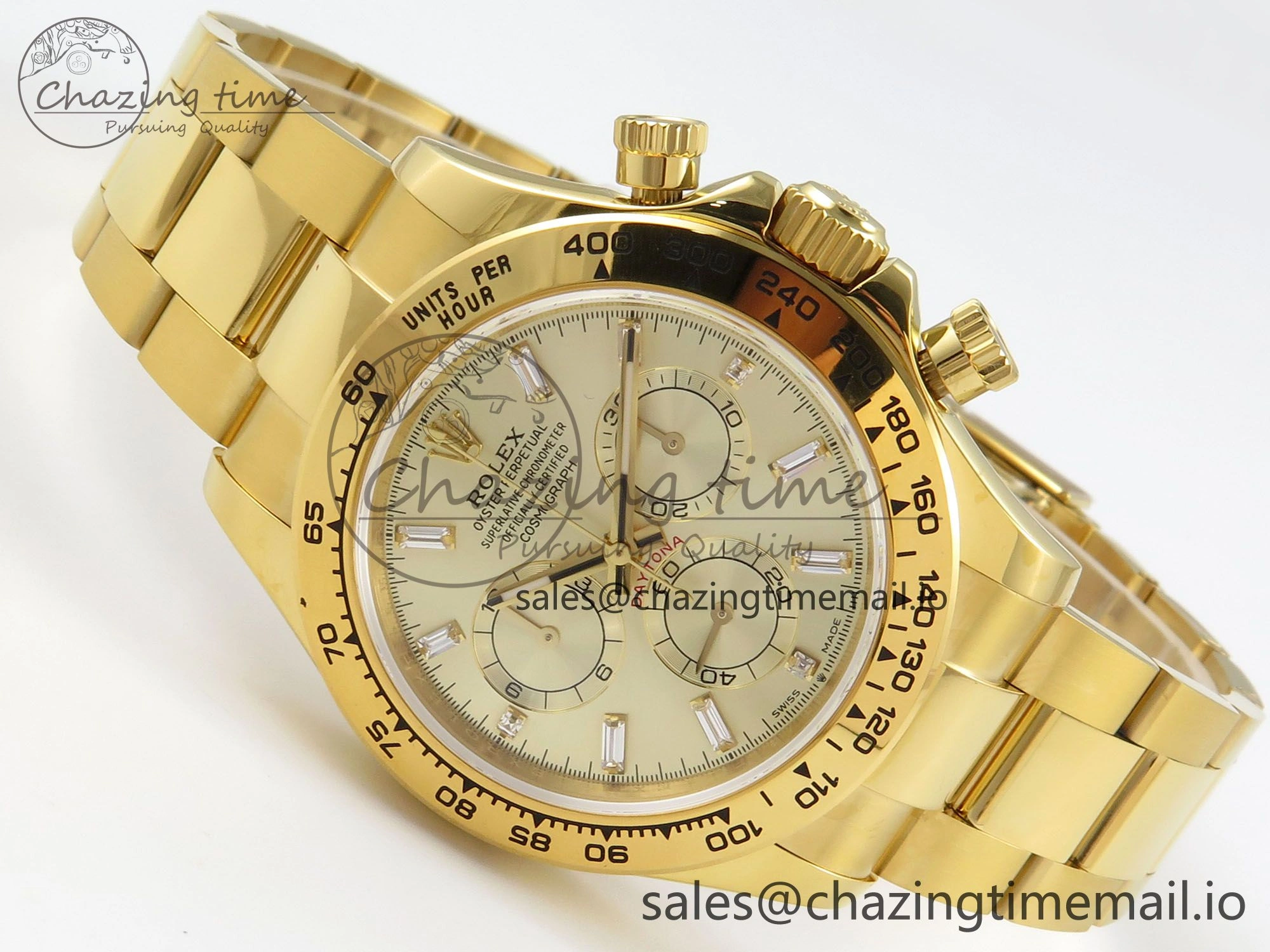 Daytona 126508 YG QF 1:1 Best Edition YG Dial Crystal Markers On YG Bracelet SH4131 V6 (Gain Weight)