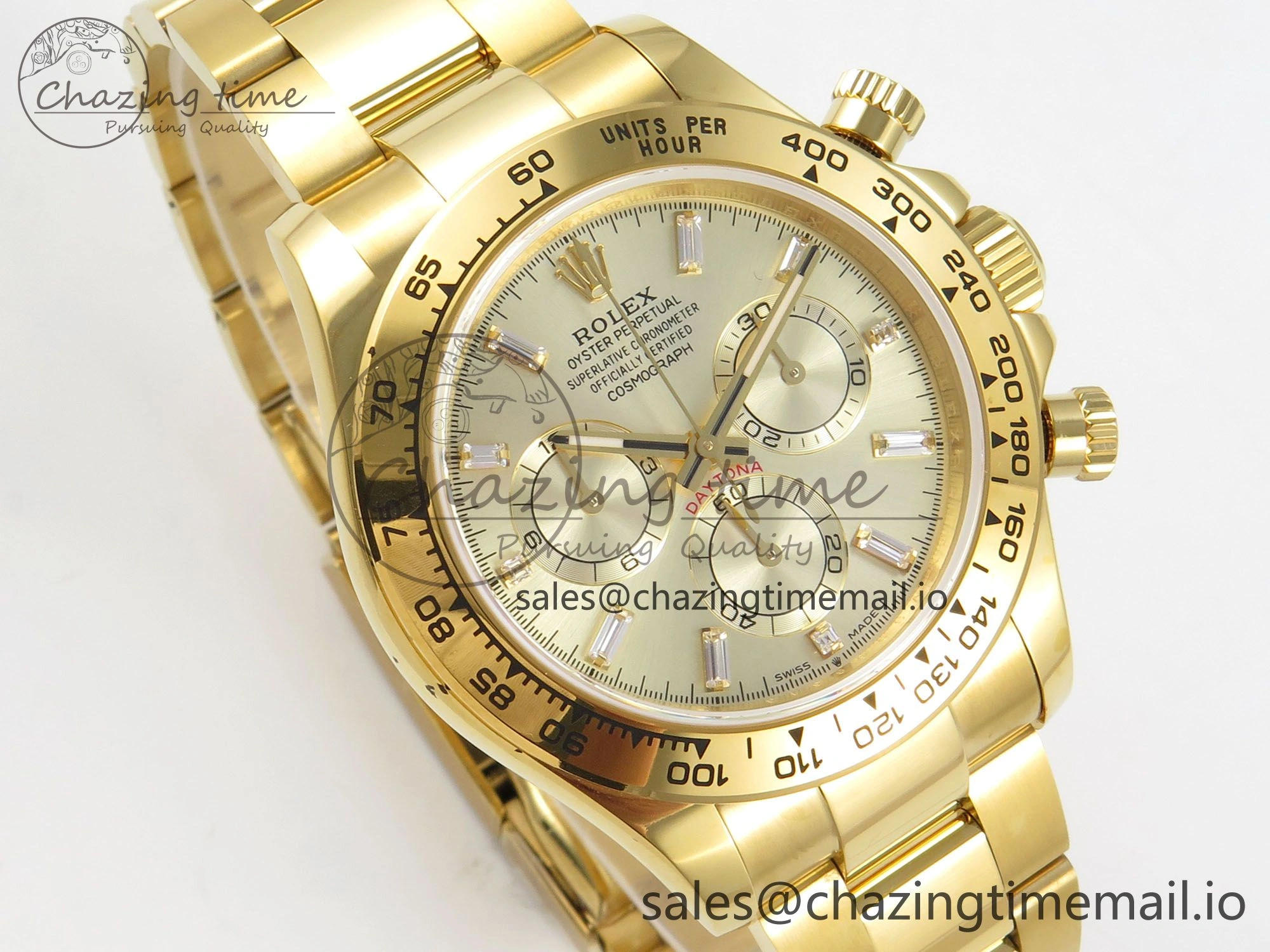 Daytona 126508 YG QF 1:1 Best Edition YG Dial Crystal Markers On YG Bracelet SH4131 V6 (Gain Weight)