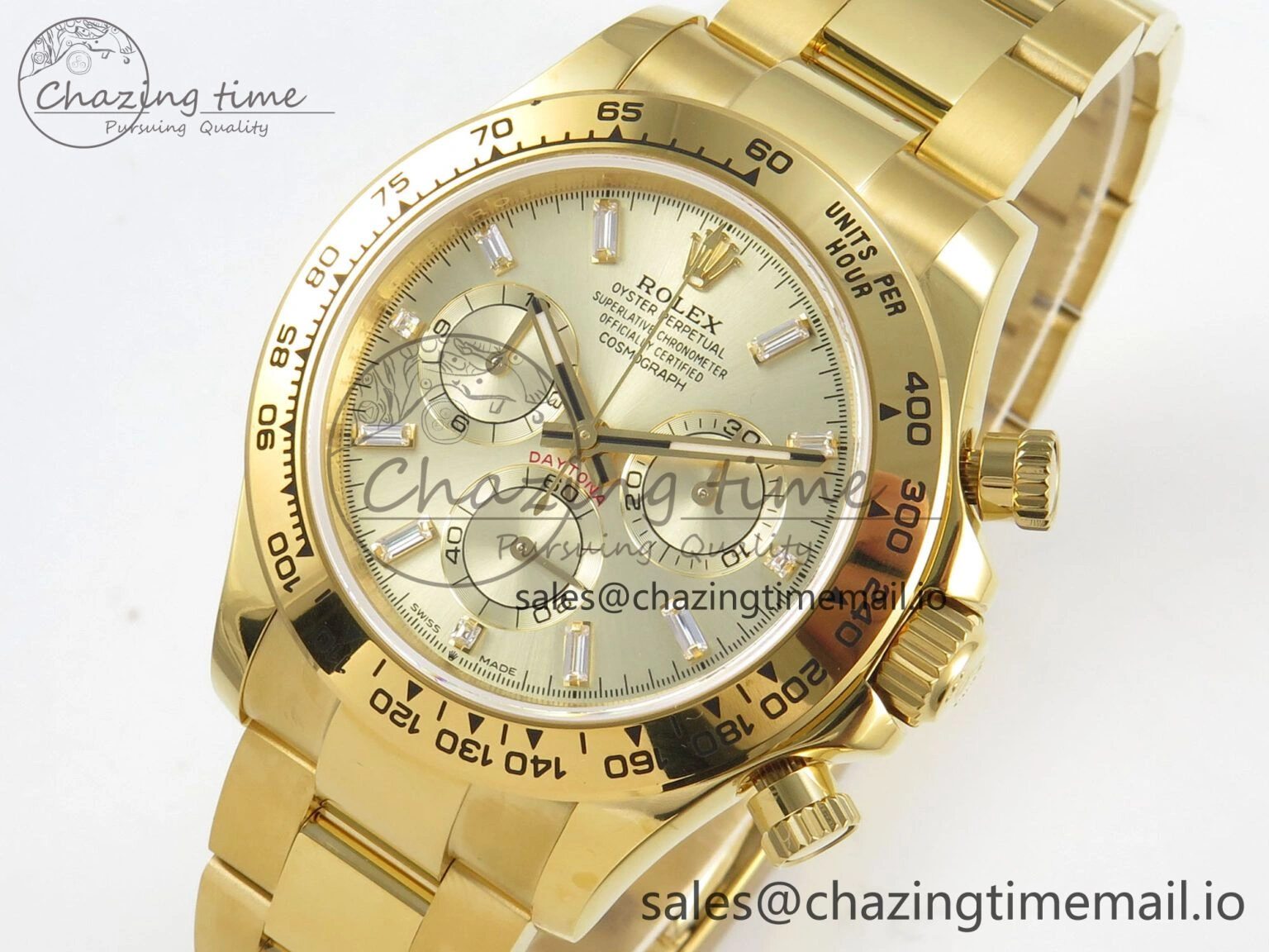 Daytona 126508 YG QF 1:1 Best Edition YG Dial Crystal Markers On YG Bracelet SH4131 V6 (Gain Weight)