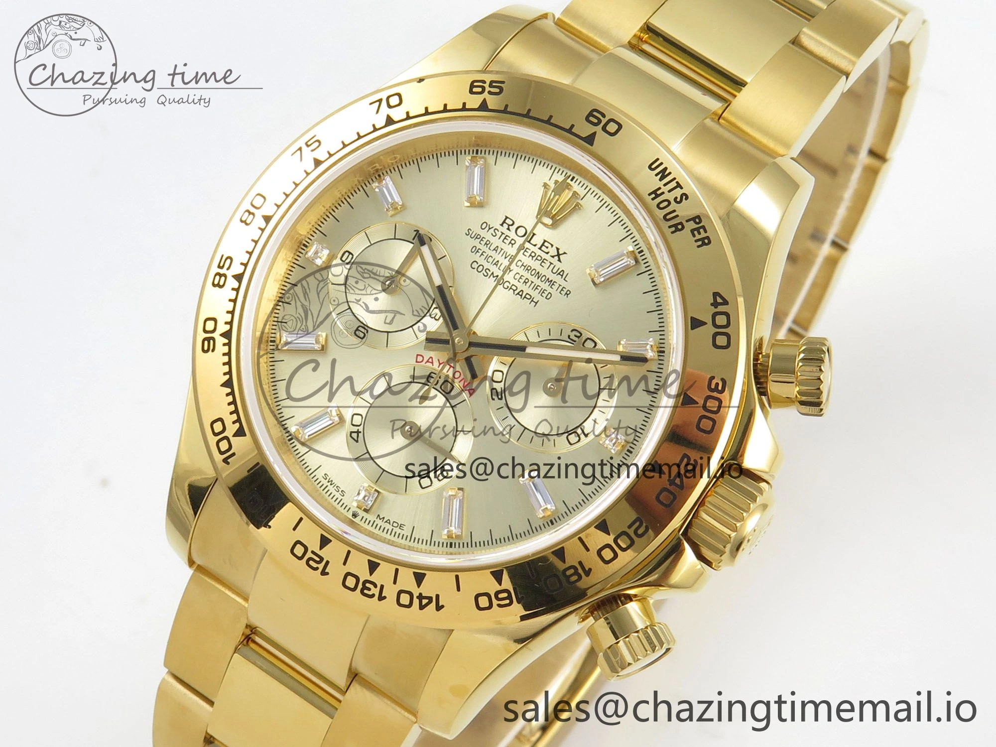 Daytona 126508 YG QF 1:1 Best Edition YG Dial Crystal Markers On YG Bracelet SH4131 V6 (Gain Weight)