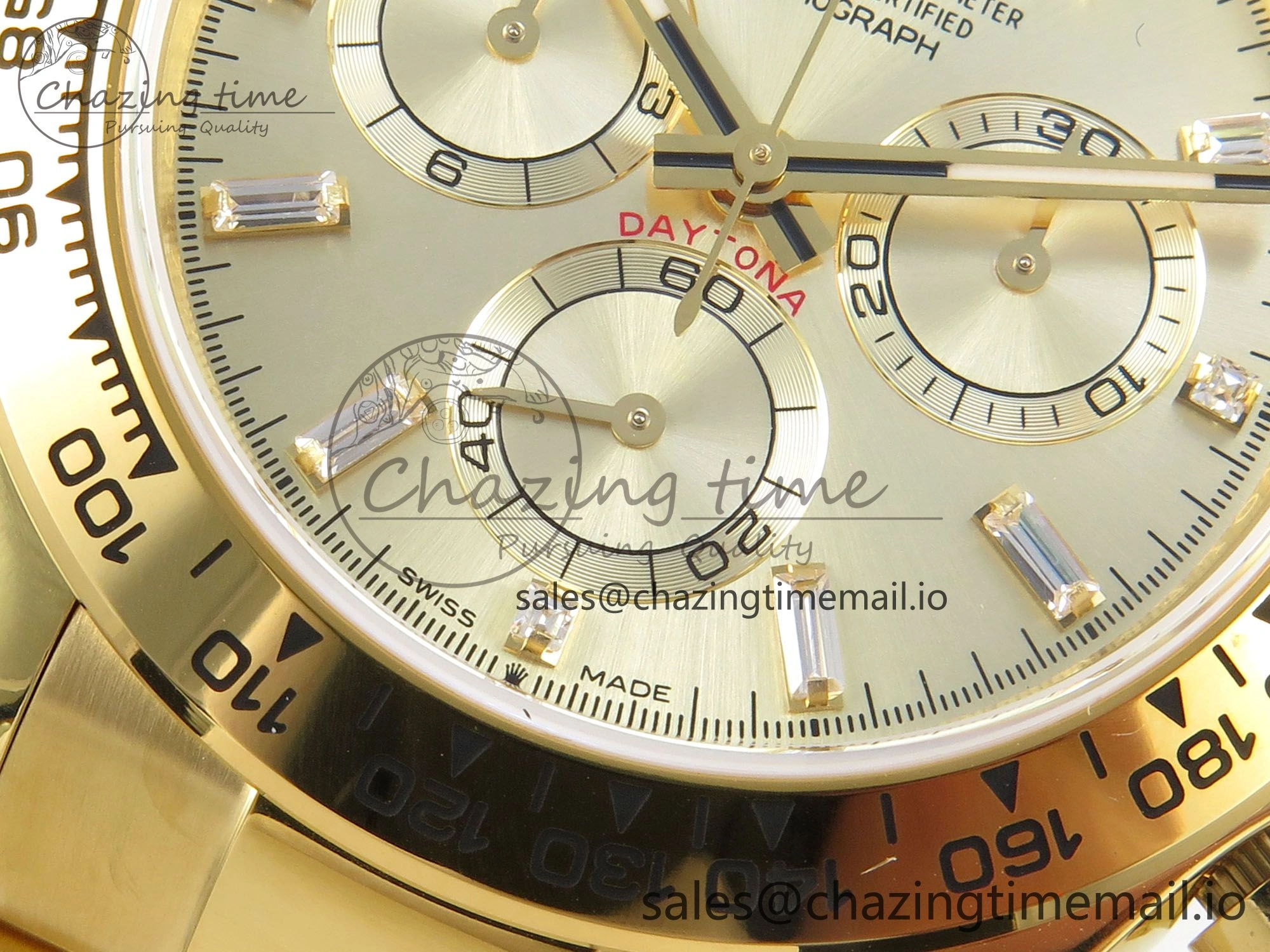 Daytona 126508 YG QF 1:1 Best Edition YG Dial Crystal Markers On YG Bracelet SH4131 V6 (Gain Weight)
