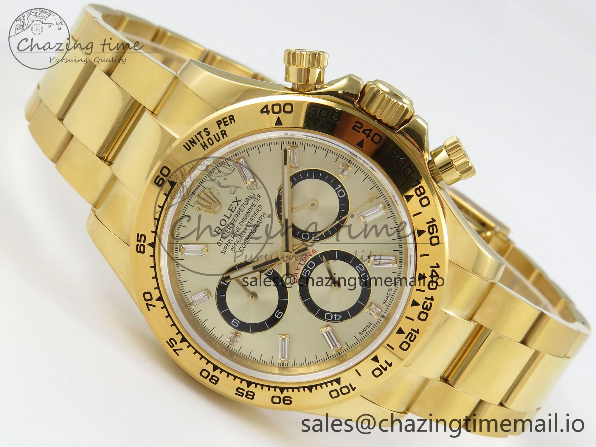 Daytona 126508 YG QF 1:1 Best Edition YG Black Dial Crystal Markers On YG Bracelet SH4131 V6 (Gain Weight)