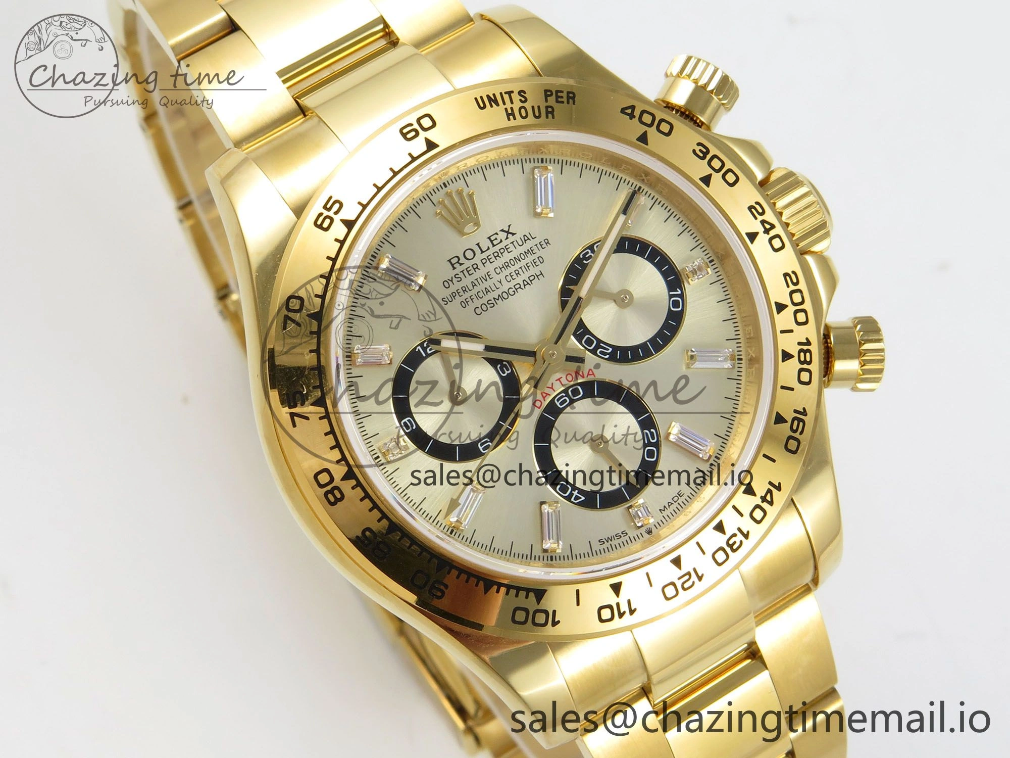 Daytona 126508 YG QF 1:1 Best Edition YG Black Dial Crystal Markers On YG Bracelet SH4131 V6 (Gain Weight)