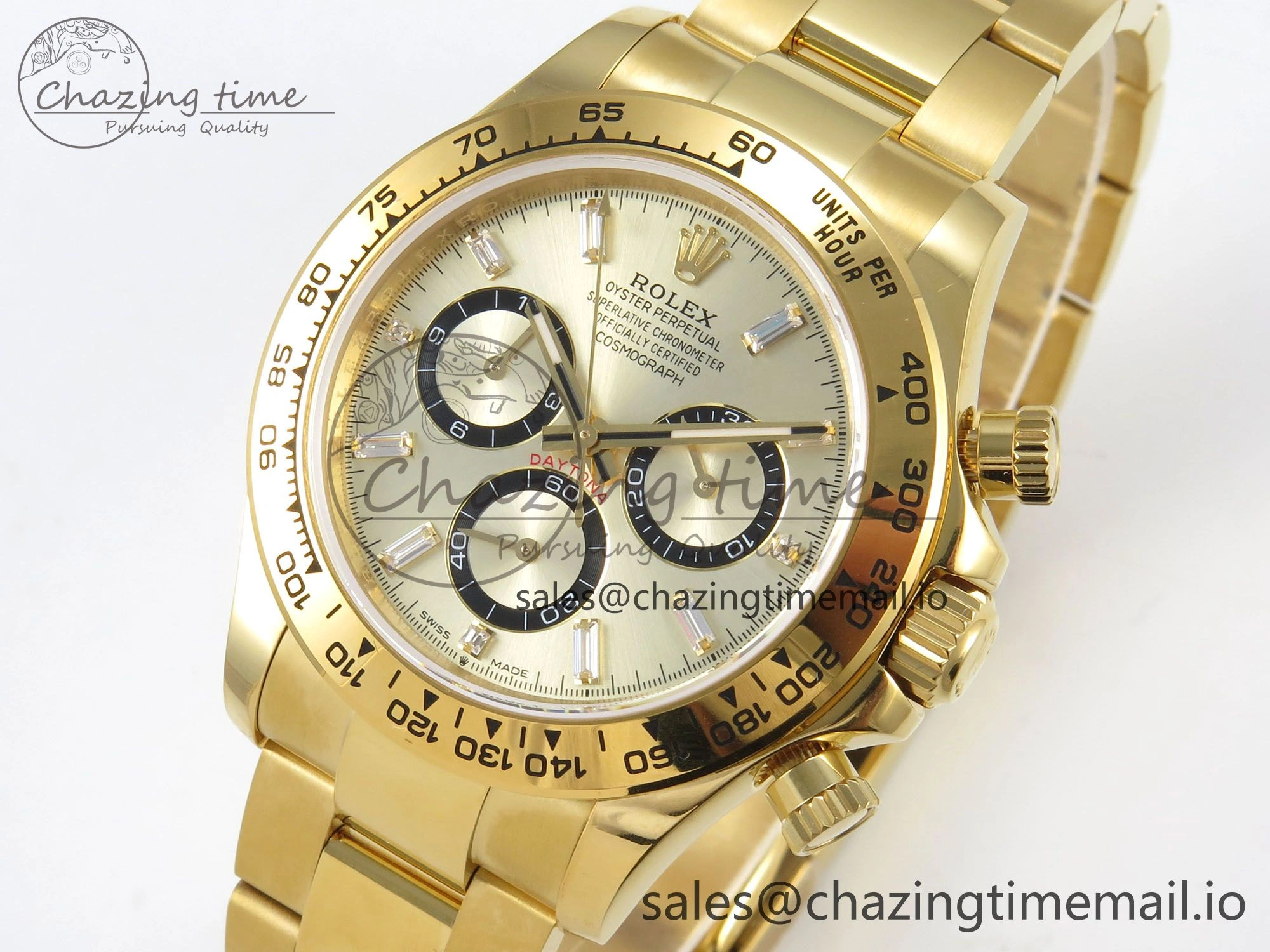 Daytona 126508 YG QF 1:1 Best Edition YG Black Dial Crystal Markers On YG Bracelet SH4131 V6 (Gain Weight)