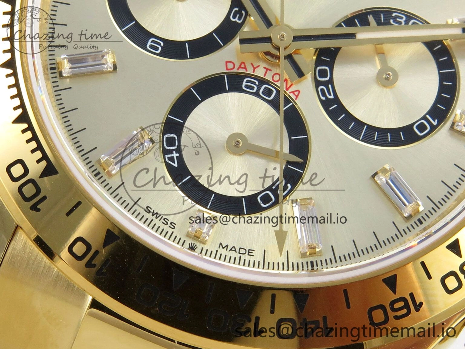 Daytona 126508 YG QF 1:1 Best Edition YG Black Dial Crystal Markers On YG Bracelet SH4131 V6 (Gain Weight)