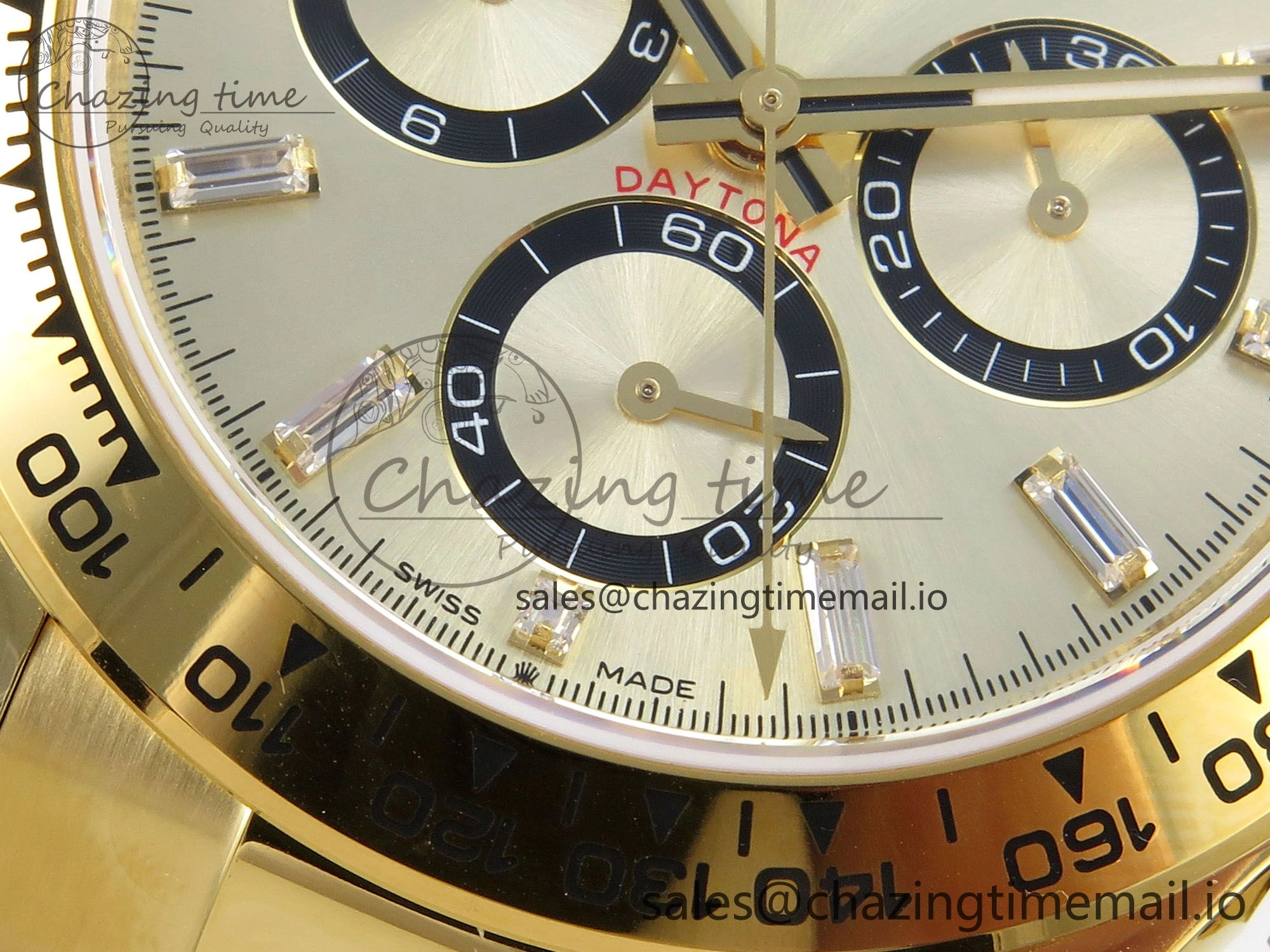 Daytona 126508 YG QF 1:1 Best Edition YG Black Dial Crystal Markers On YG Bracelet SH4131 V6 (Gain Weight)