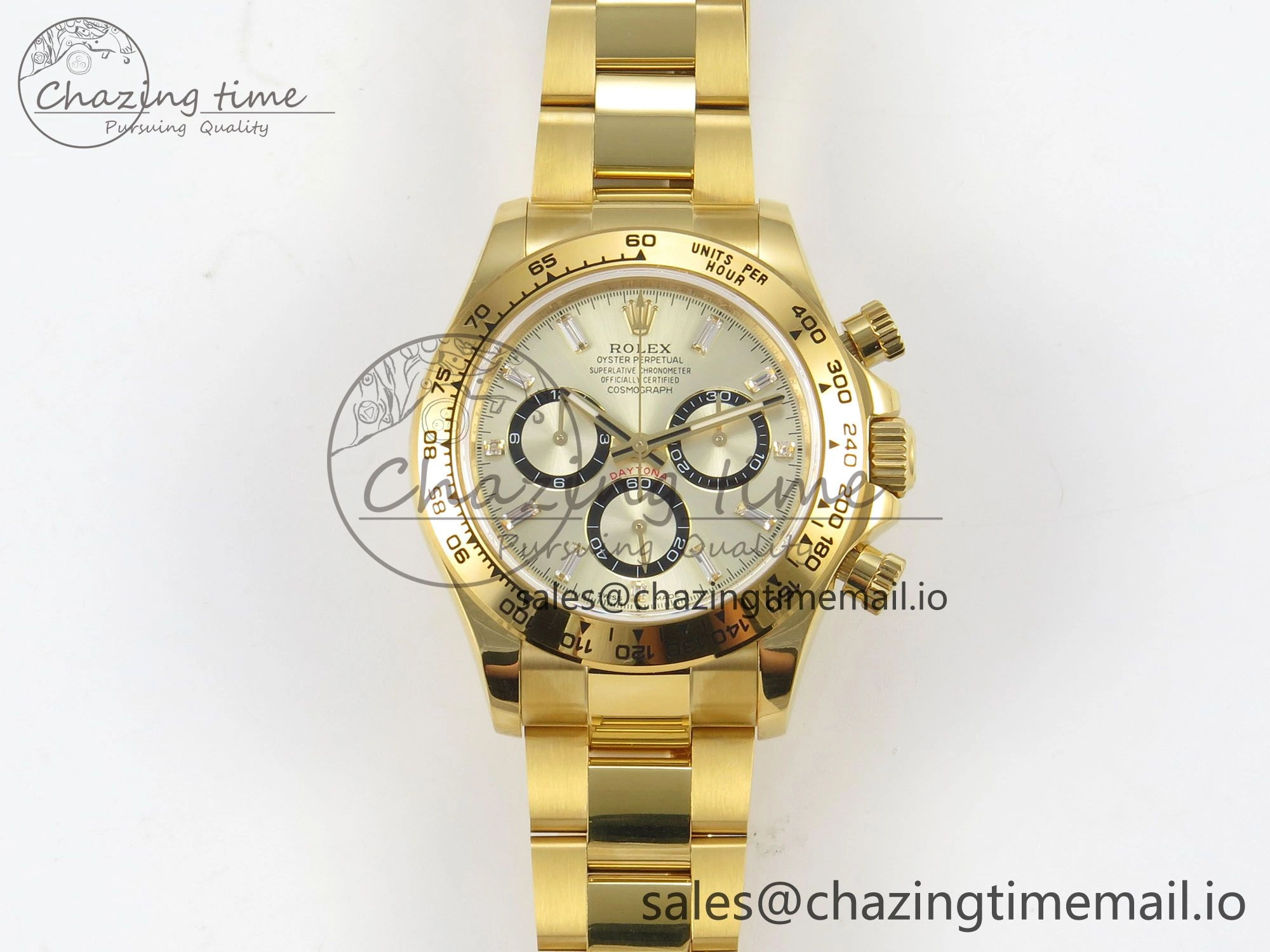 Daytona 126508 YG QF 1:1 Best Edition YG Black Dial Crystal Markers On YG Bracelet SH4131 V6 (Gain Weight)