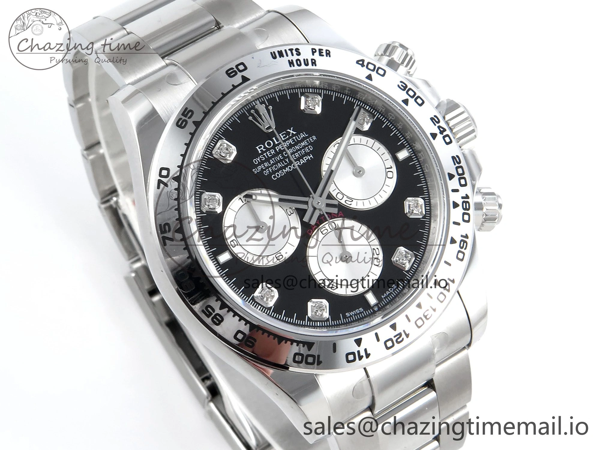 Daytona 126509 APSF 1:1 Best Edition Black Silver Diamonds Dial on SS Braclet SH4131