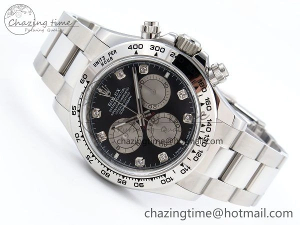 Daytona 126509 QF 1:1 Best Edition Black Silver Diamonds Dial on SS Braclet SH4131 V5