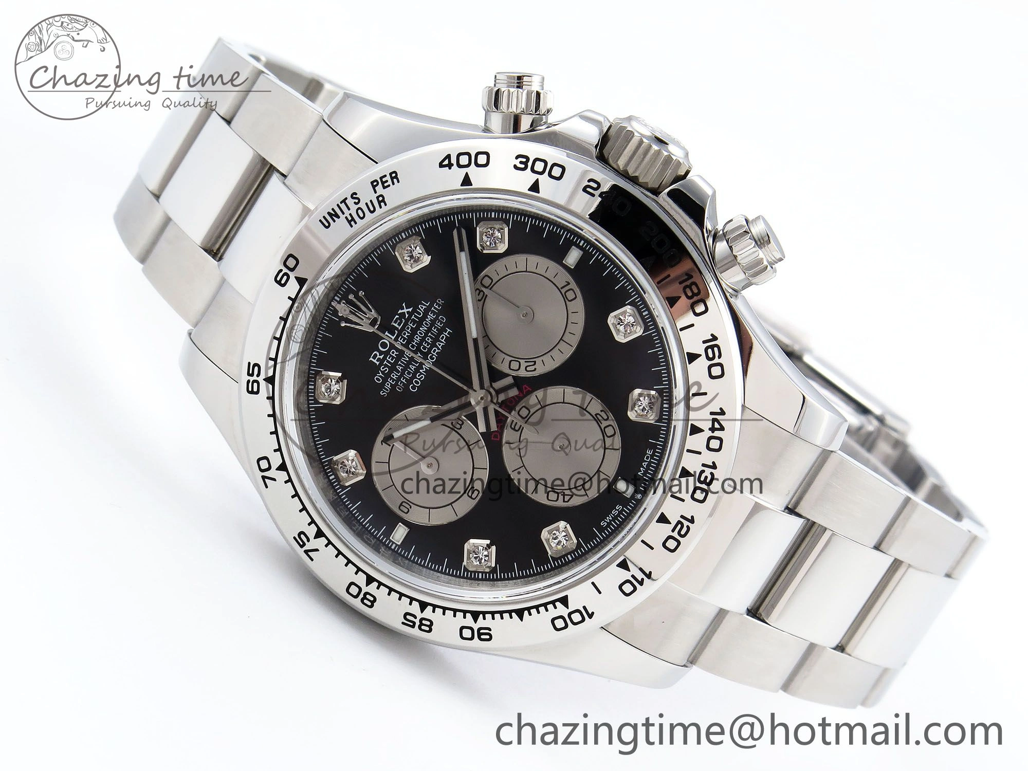 Daytona 126509 QF 1:1 Best Edition Black Silver Diamonds Dial on SS Braclet SH4131 V5