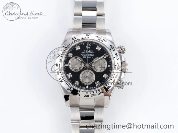 Daytona 126509 QF 1:1 Best Edition Black Silver Diamonds Dial on SS Braclet SH4131 V5