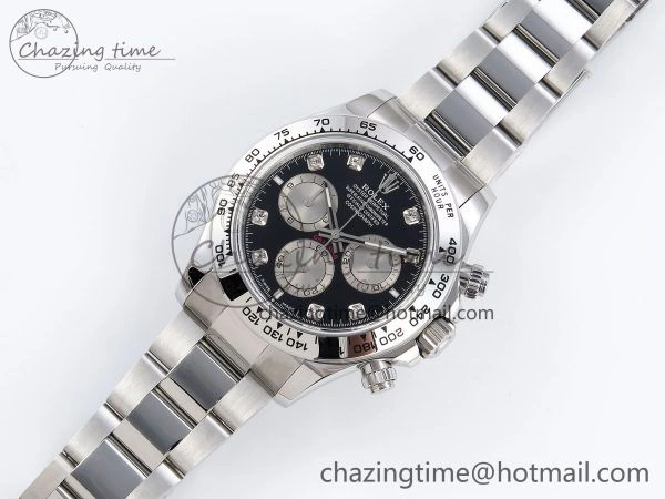 Daytona 126509 QF 1:1 Best Edition Black Silver Diamonds Dial on SS Braclet SH4131 V5