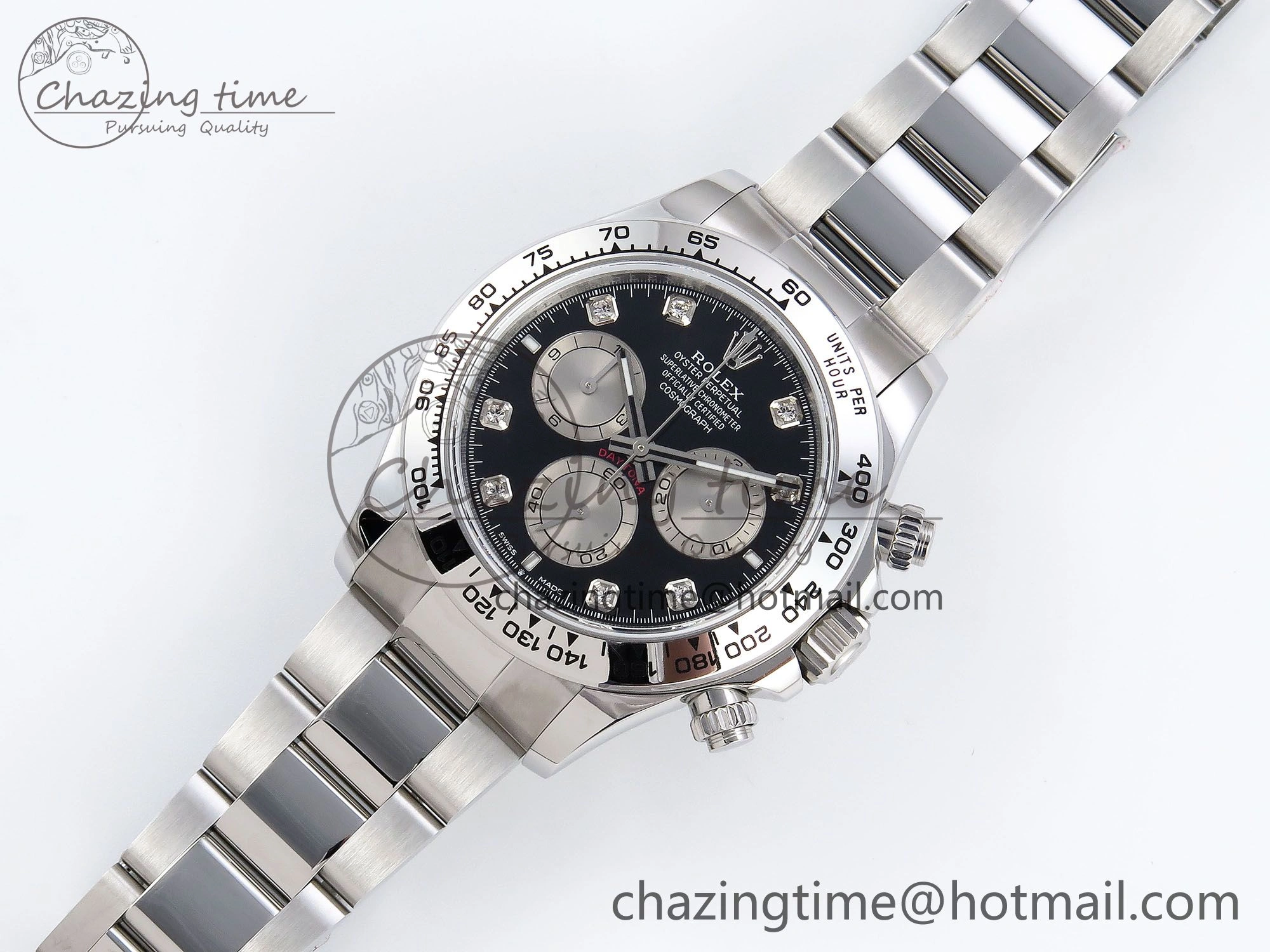 Daytona 126509 QF 1:1 Best Edition Black Silver Diamonds Dial on SS Braclet SH4131 V5