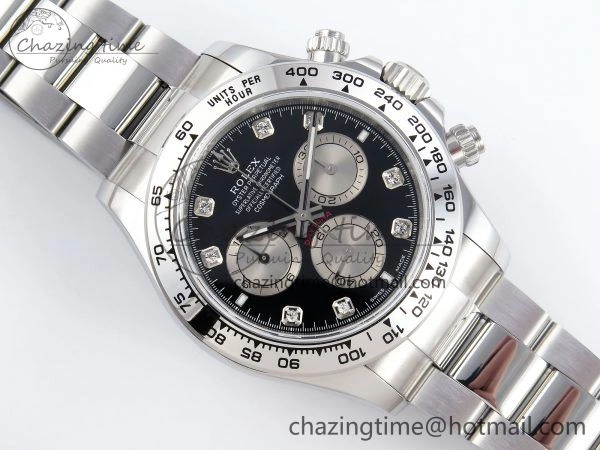 Daytona 126509 QF 1:1 Best Edition Black Silver Diamonds Dial on SS Braclet SH4131 V5