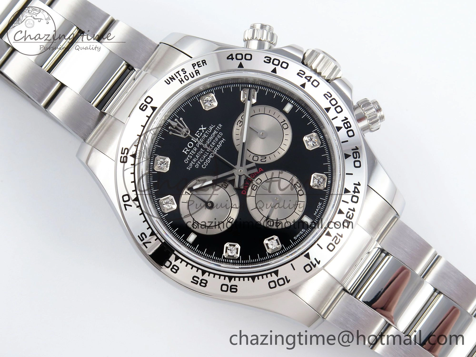 Daytona 126509 QF 1:1 Best Edition Black Silver Diamonds Dial on SS Braclet SH4131 V5