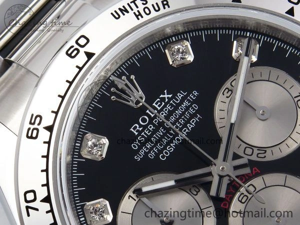 Daytona 126509 QF 1:1 Best Edition Black Silver Diamonds Dial on SS Braclet SH4131 V5