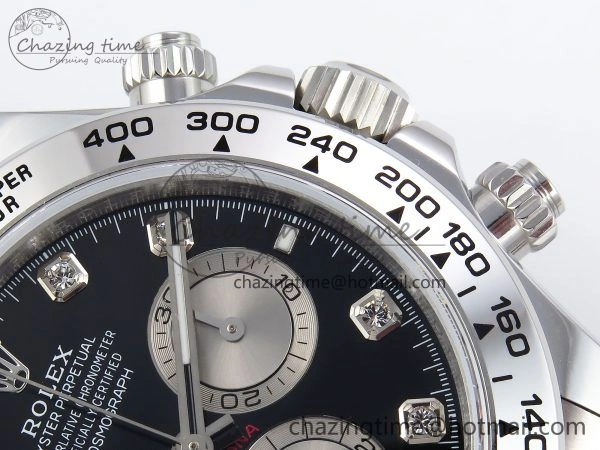 Daytona 126509 QF 1:1 Best Edition Black Silver Diamonds Dial on SS Braclet SH4131 V5