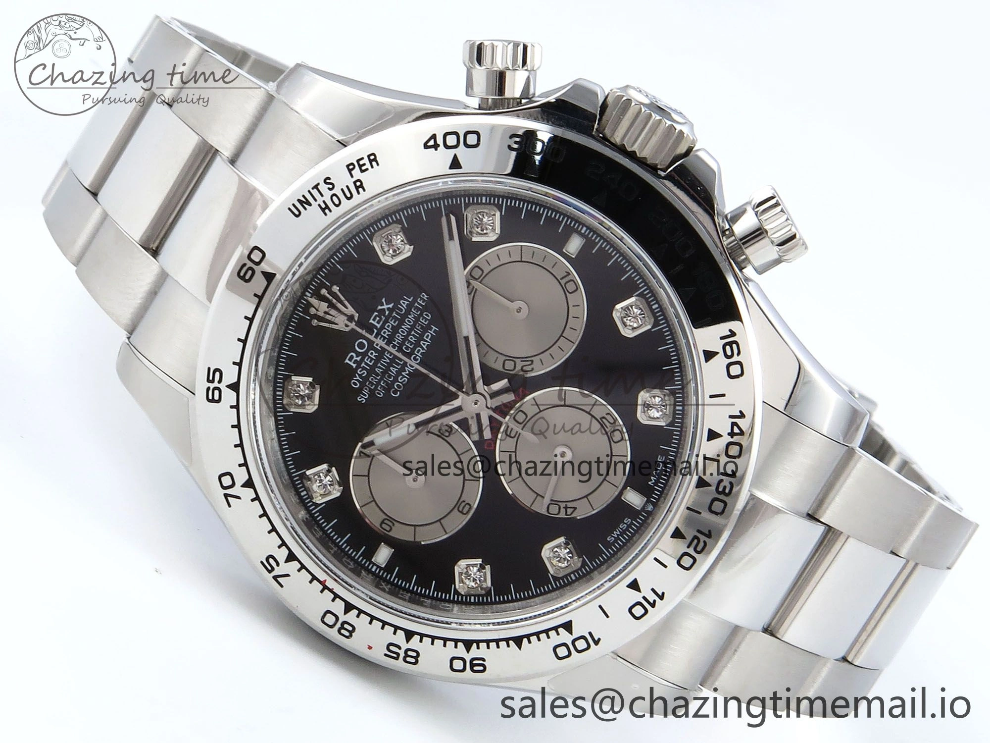 Daytona 126509 QF 1:1 Best Edition Black Silver Diamonds Dial on SS Braclet SH4131 V5