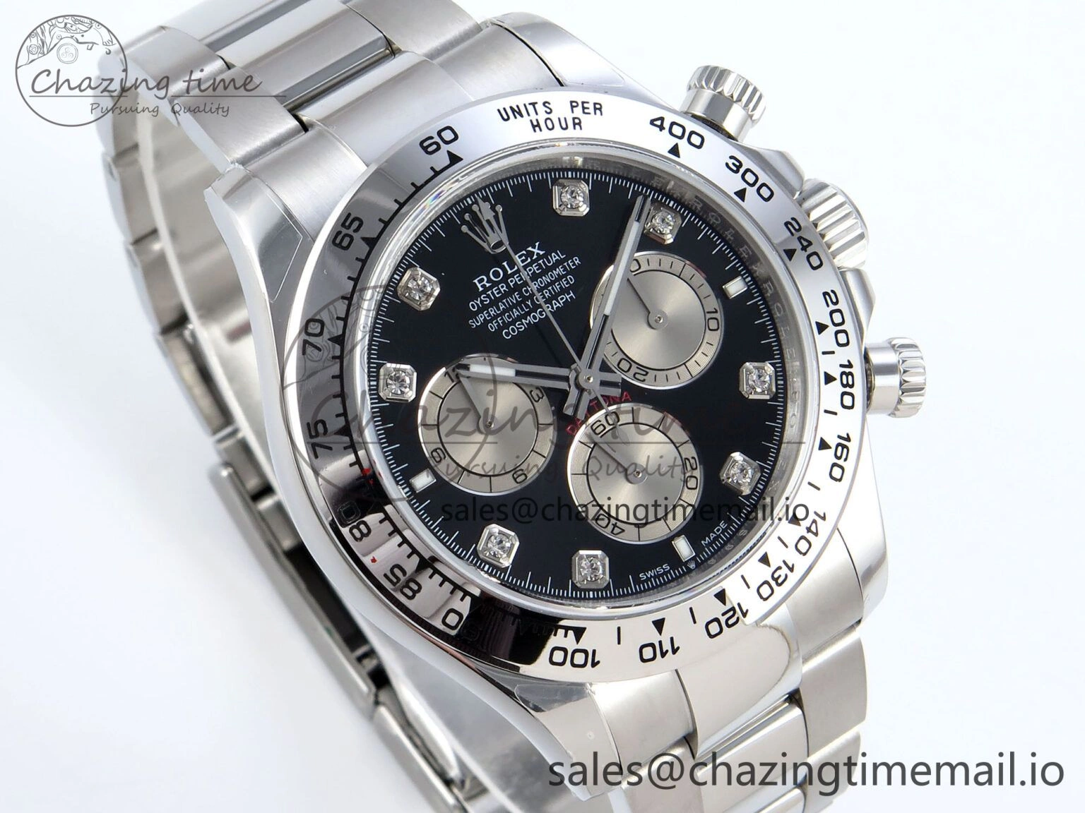 Daytona 126509 QF 1:1 Best Edition Black Silver Diamonds Dial on SS Braclet SH4131 V5