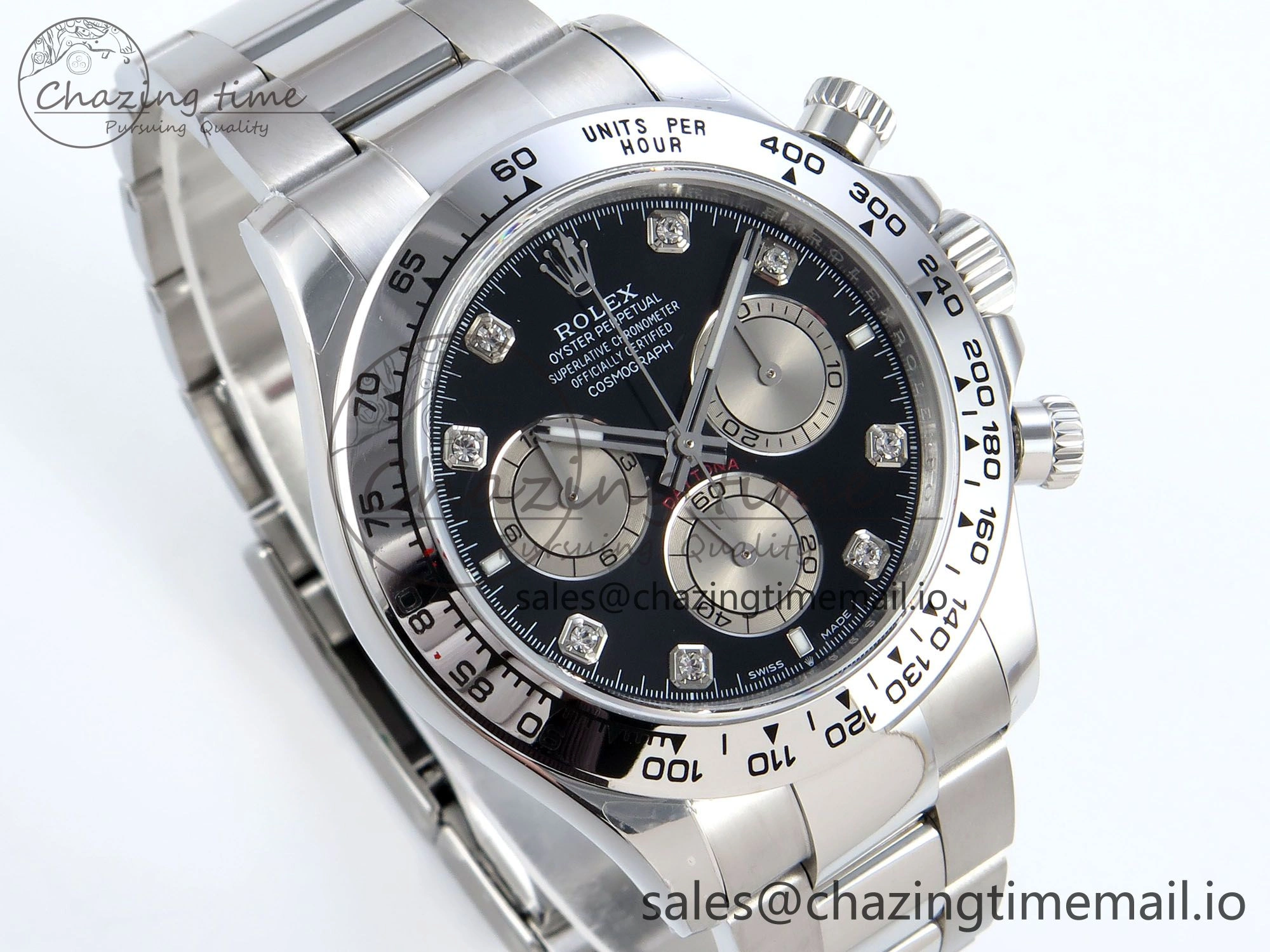 Daytona 126509 QF 1:1 Best Edition Black Silver Diamonds Dial on SS Braclet SH4131 V5