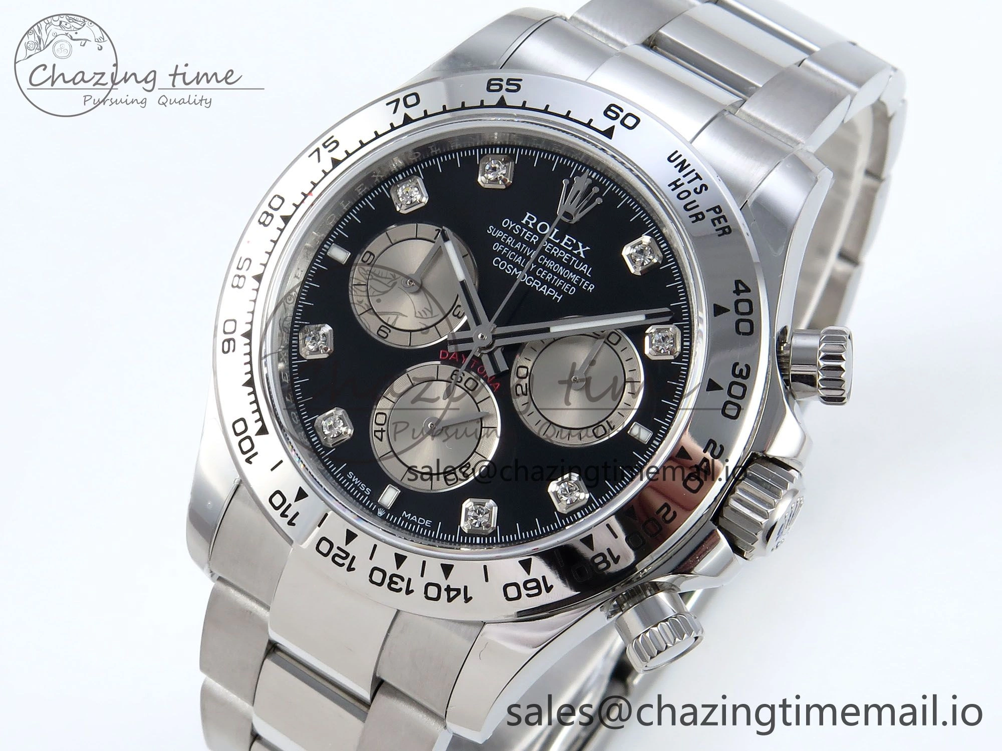 Daytona 126509 QF 1:1 Best Edition Black Silver Diamonds Dial on SS Braclet SH4131 V5