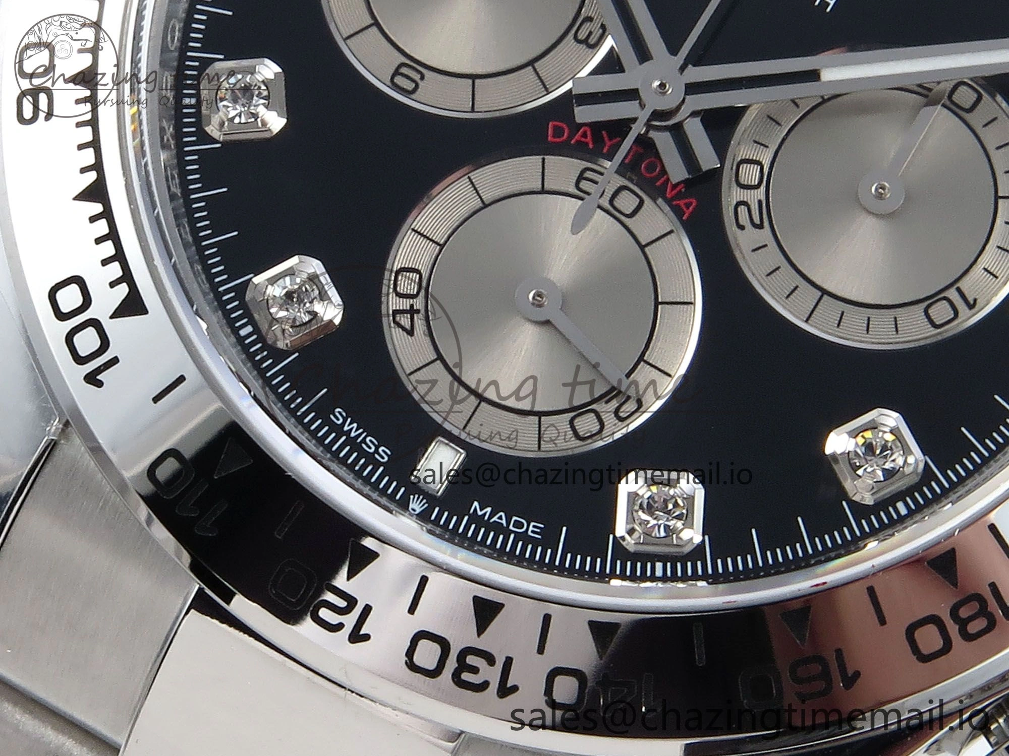 Daytona 126509 QF 1:1 Best Edition Black Silver Diamonds Dial on SS Braclet SH4131 V5