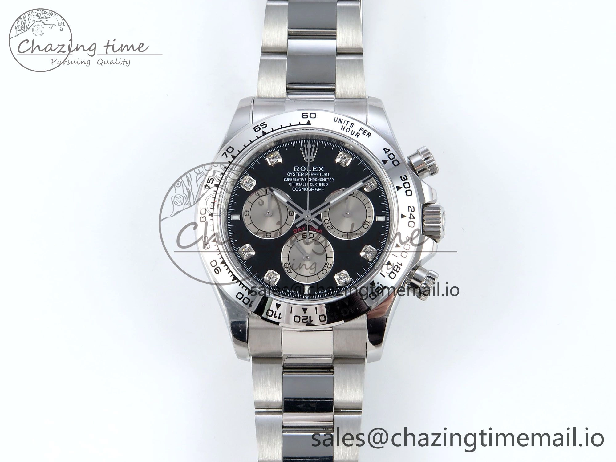 Daytona 126509 QF 1:1 Best Edition Black Silver Diamonds Dial on SS Braclet SH4131 V5