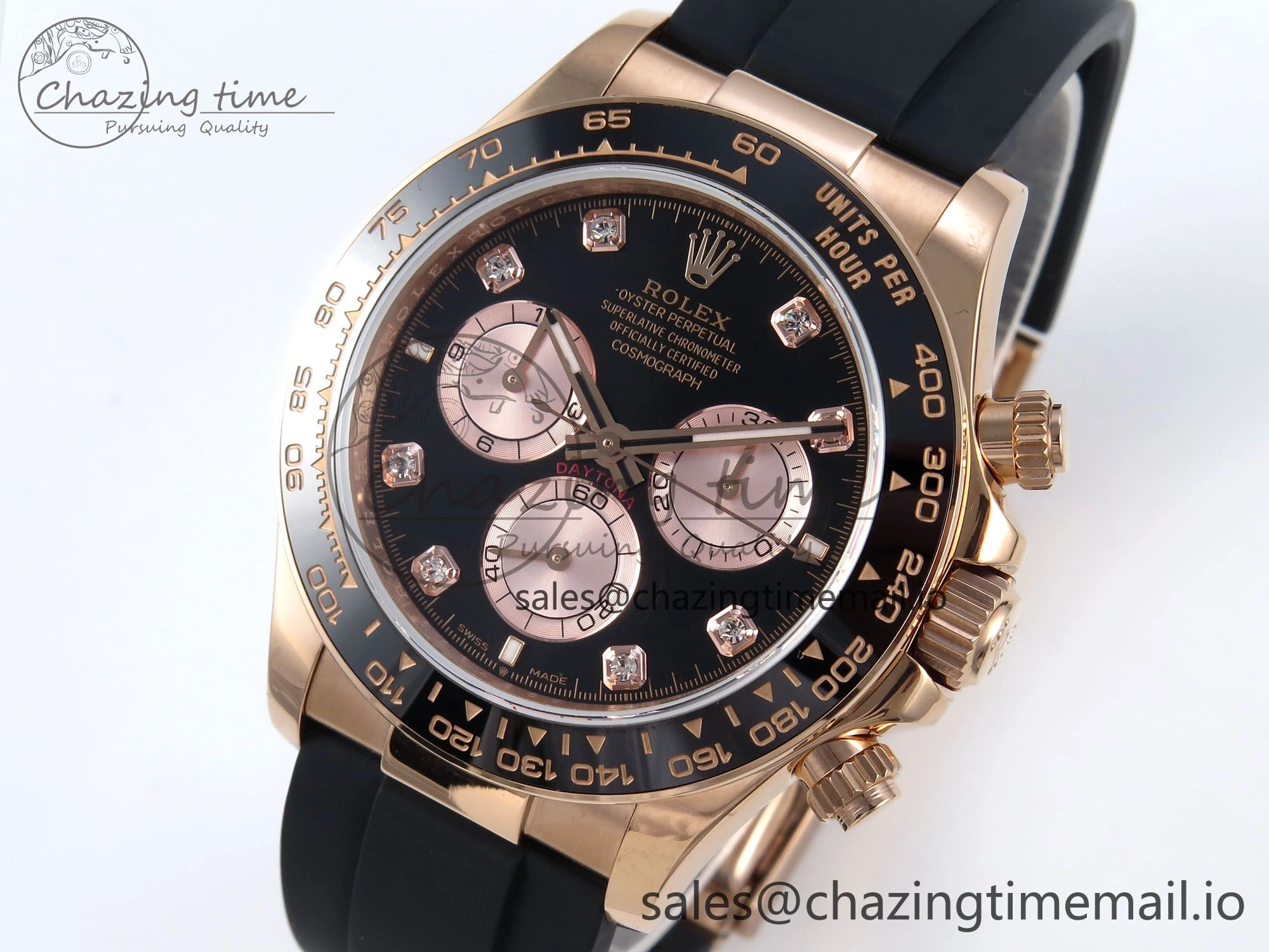 Daytona 126515 QF 1:1 Best Edition RG Black Diamonds Dial on Oysterflex Strap QF4131 V10