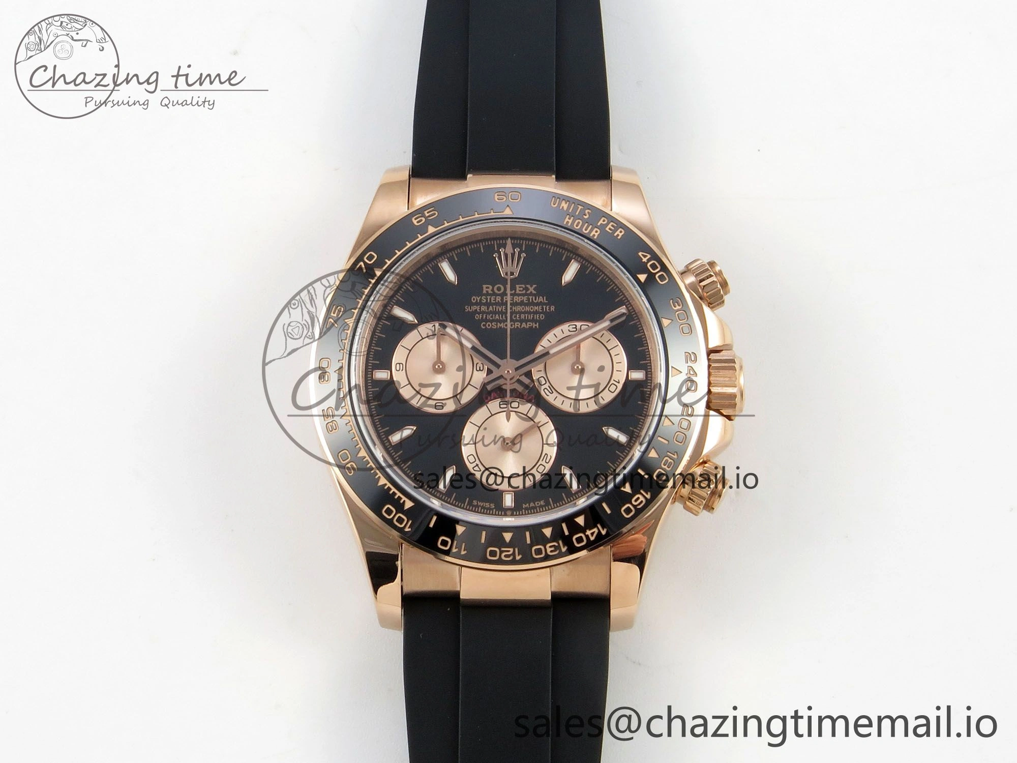 Daytona 126515 RG Clean 1:1 Best Edition Black Ceramic Bezel Black Stick Dial on Oysterflex Rubber Strap DD4131