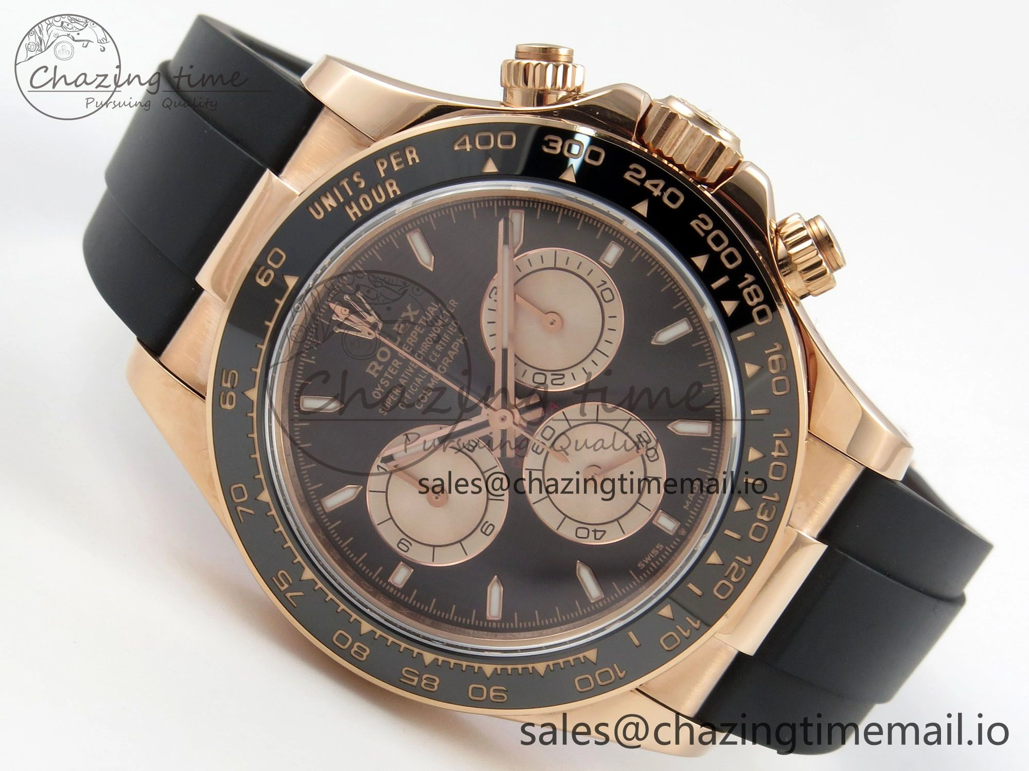 Daytona 126515 RG Clean 1:1 Best Edition Black Ceramic Bezel Black Stick Dial on Oysterflex Rubber Strap DD4131