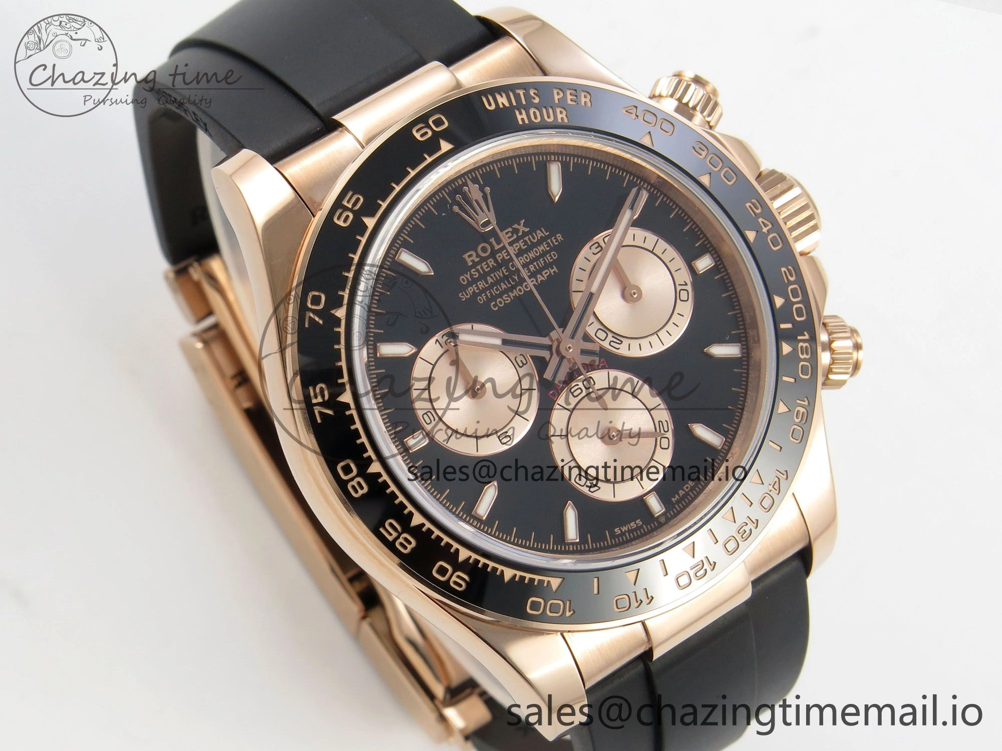Daytona 126515 RG Clean 1:1 Best Edition Black Ceramic Bezel Black Stick Dial on Oysterflex Rubber Strap DD4131