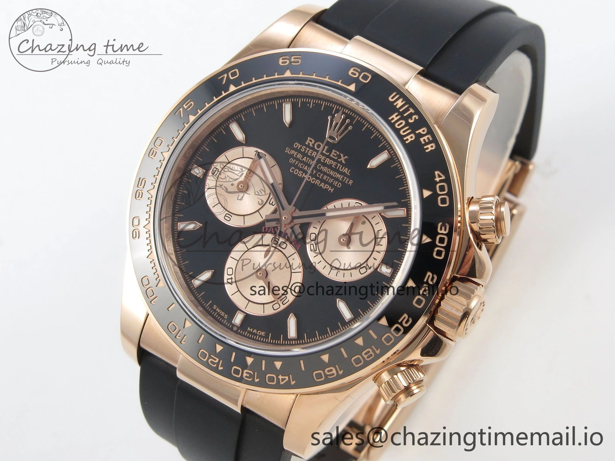 Daytona 126515 RG Clean 1:1 Best Edition Black Ceramic Bezel Black Stick Dial on Oysterflex Rubber Strap DD4131