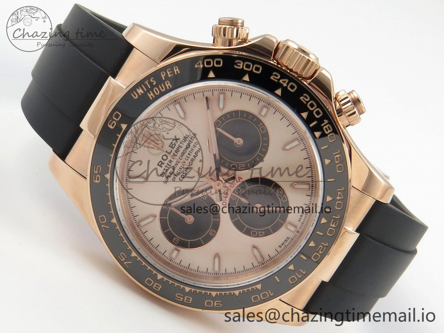 Daytona 126515 RG Clean 1:1 Best Edition Black Ceramic Bezel RG Stick Dial on Oysterflex Rubber Strap DD4131