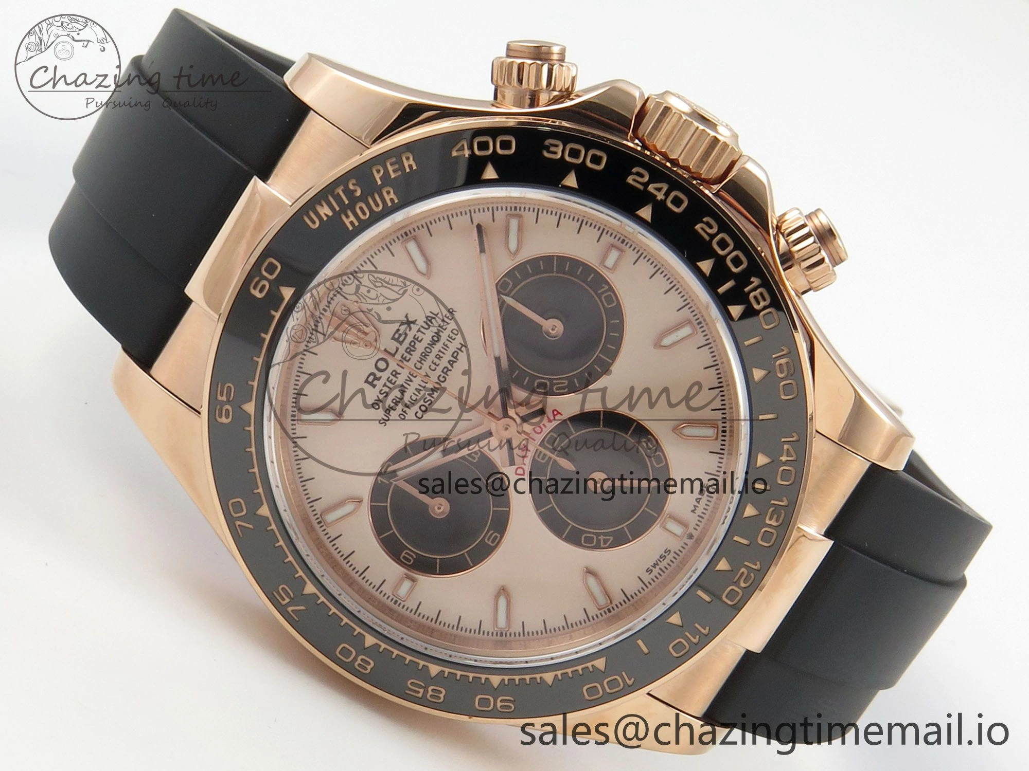 Daytona 126515 RG Clean 1:1 Best Edition Black Ceramic Bezel RG Stick Dial on Oysterflex Rubber Strap DD4131