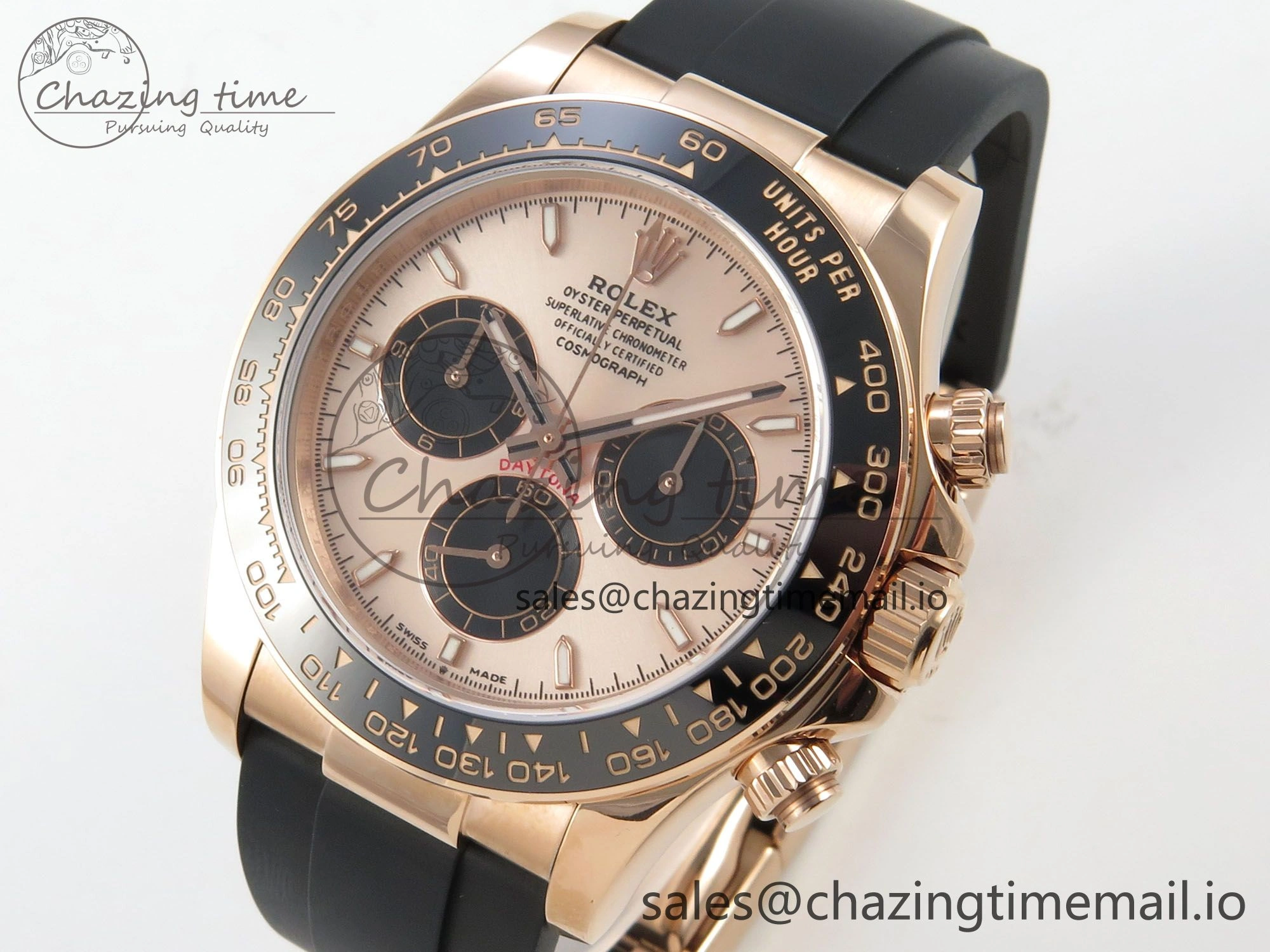 Daytona 126515 RG Clean 1:1 Best Edition Black Ceramic Bezel RG Stick Dial on Oysterflex Rubber Strap DD4131