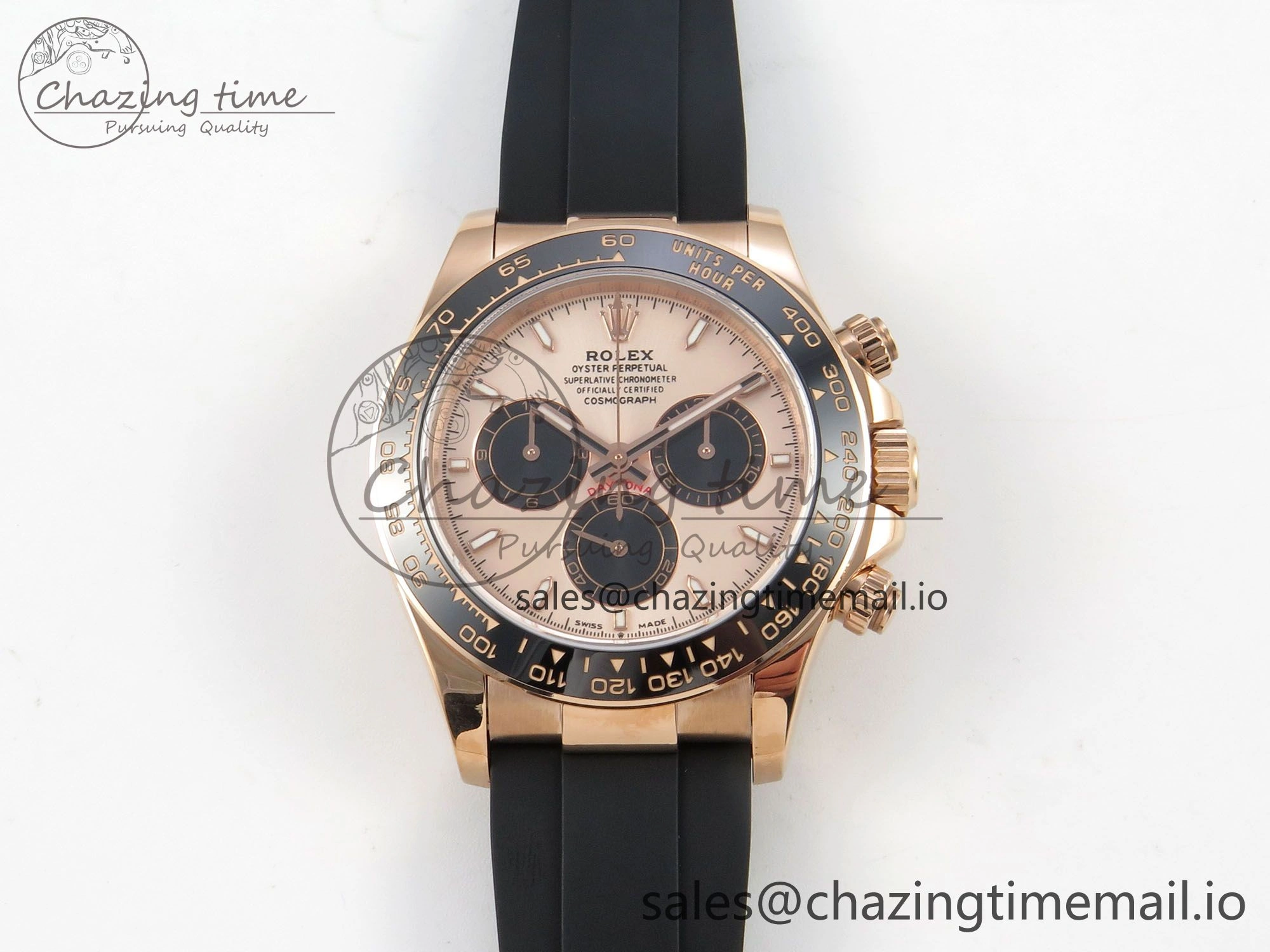 Daytona 126515 RG Clean 1:1 Best Edition Black Ceramic Bezel RG Stick Dial on Oysterflex Rubber Strap DD4131