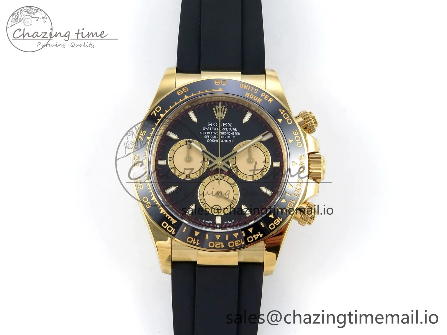 Daytona 126518 Clean YG 1:1 Best Edition Black YG Dial on Oysterflex Rubber Strap DD4131