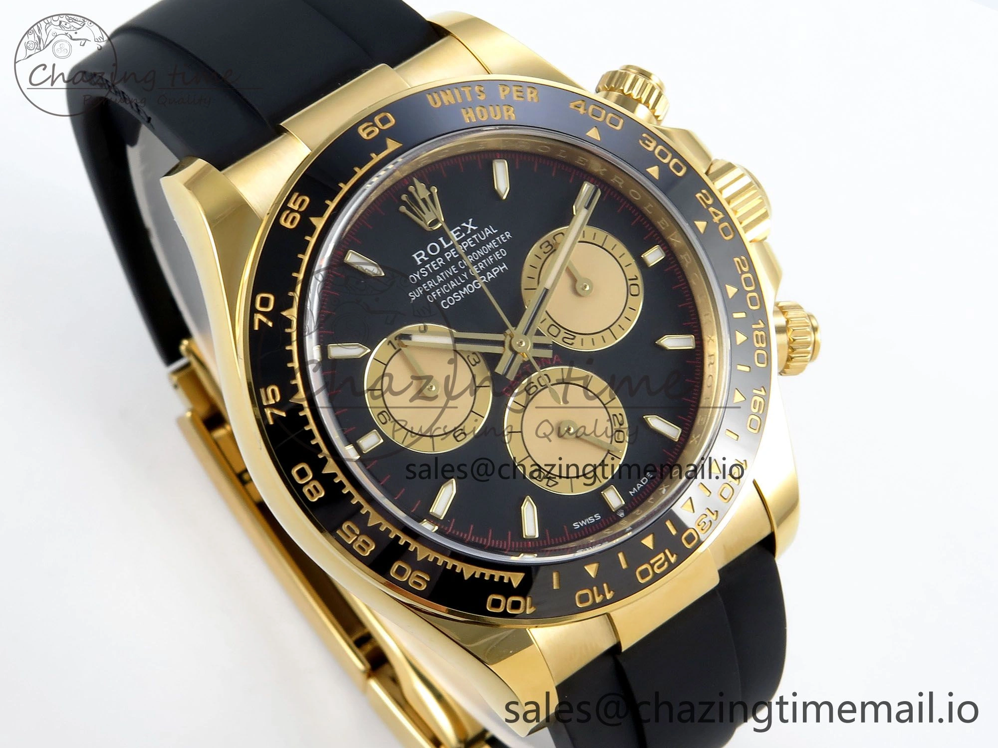 Daytona 126518 Clean YG 1:1 Best Edition Black YG Dial on Oysterflex Rubber Strap DD4131