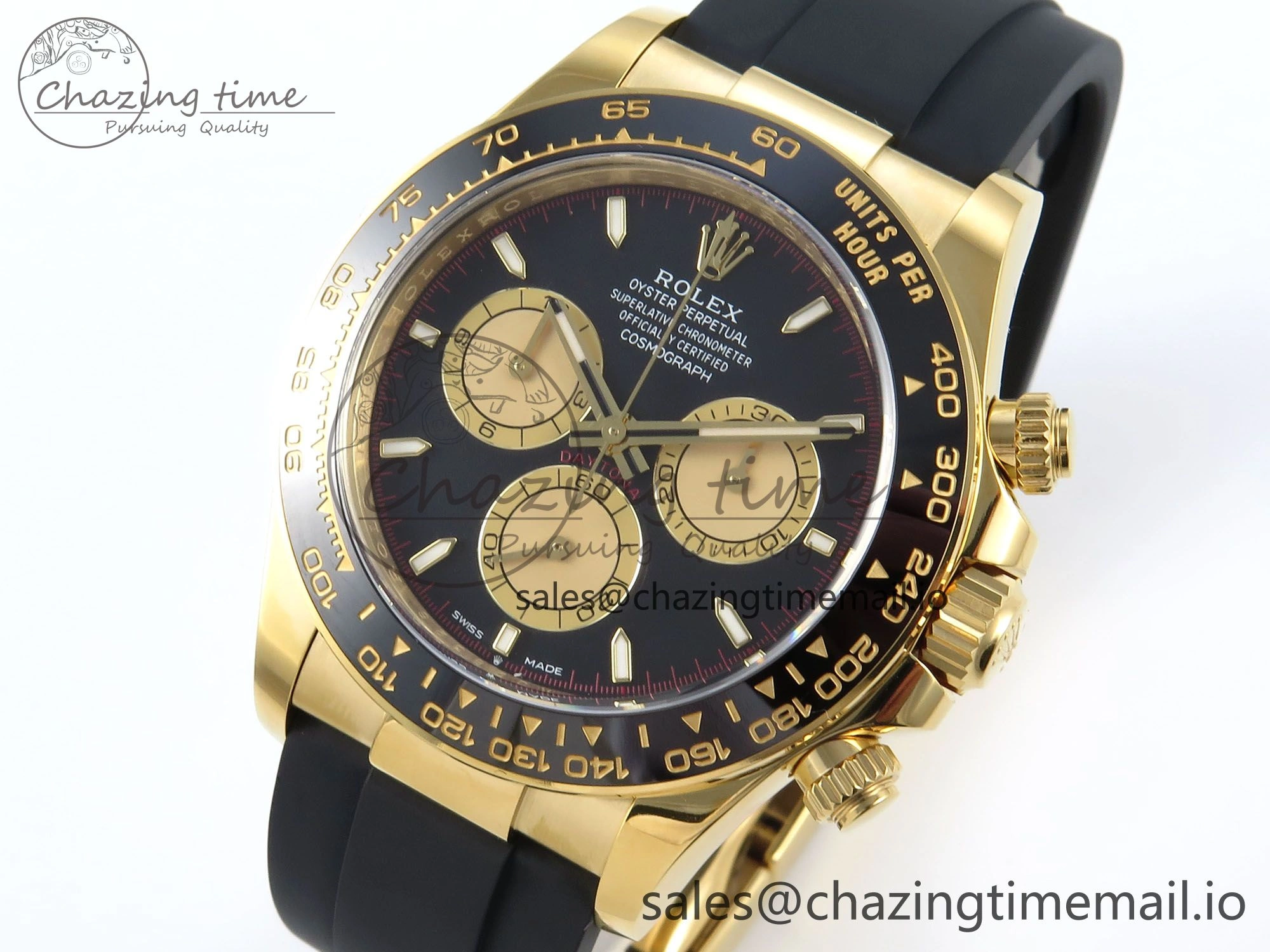 Daytona 126518 Clean YG 1:1 Best Edition Black YG Dial on Oysterflex Rubber Strap DD4131